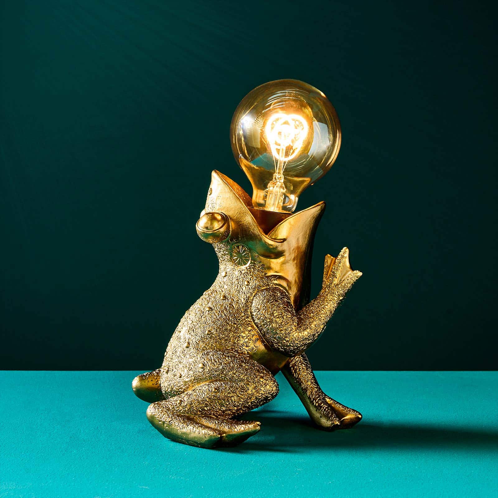 Lampa stołowa żaba Froggy, złota