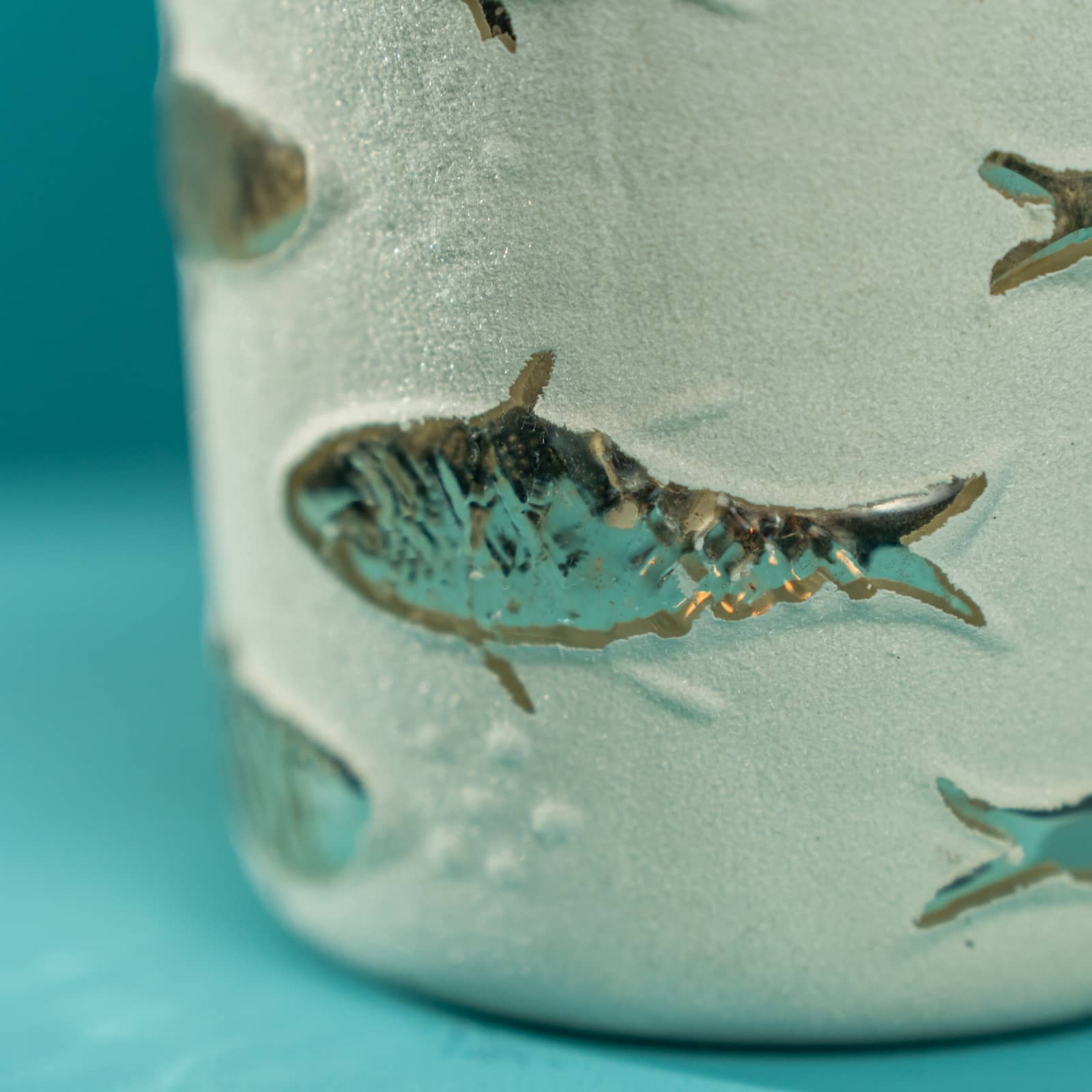 lantern Silver Fish, white-silver, glass, 12.5x12.5 cm