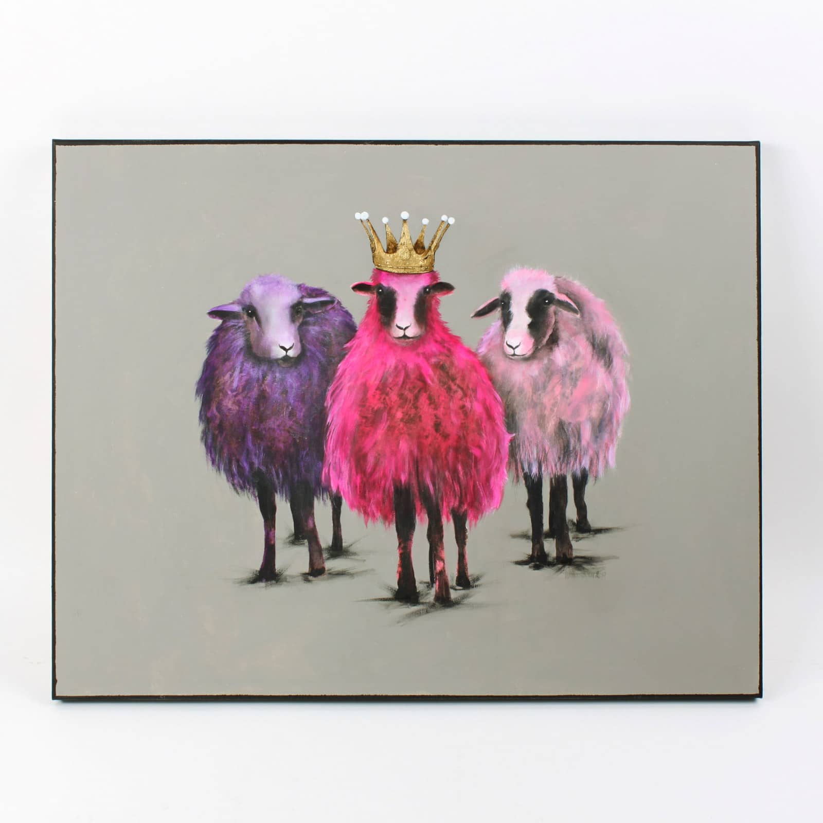 Målning får Royal Sheep, handmålade, flerfärgade, akryl på duk, 100x80 cm