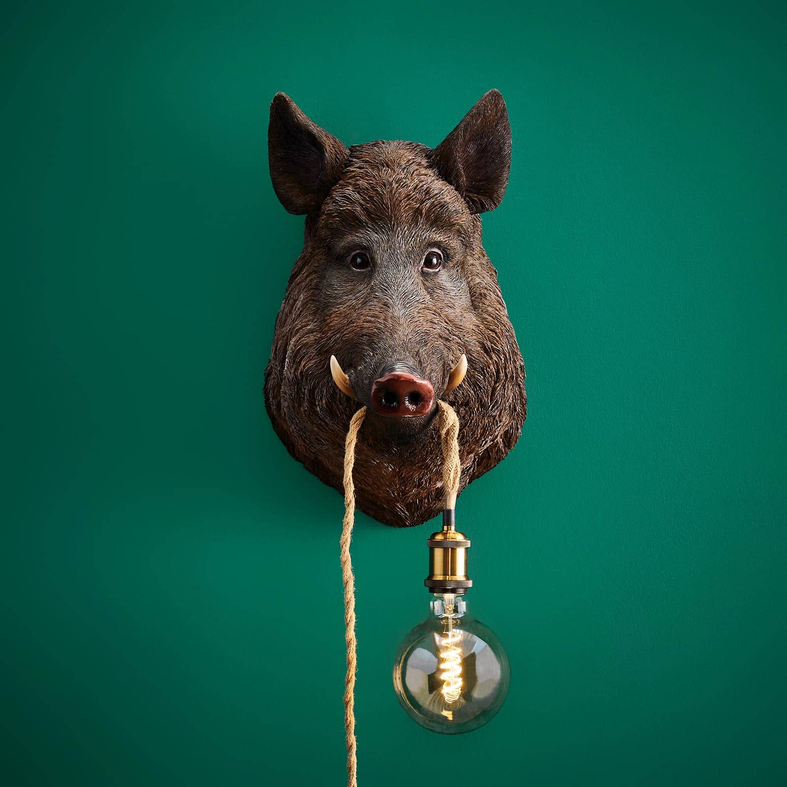Wall lamp wild boar / pig Willy, brown