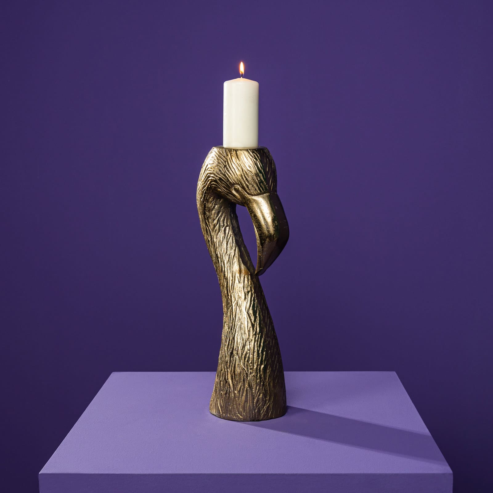 candlestick / candleholder Flamingo, gold
