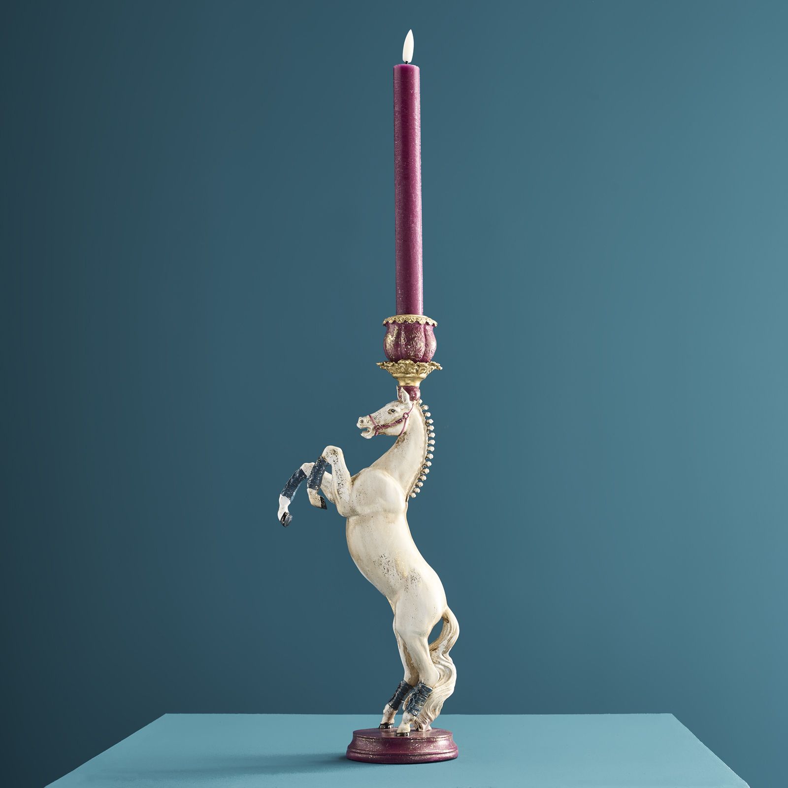 Circus Horse Candle Holder, white-red-gold