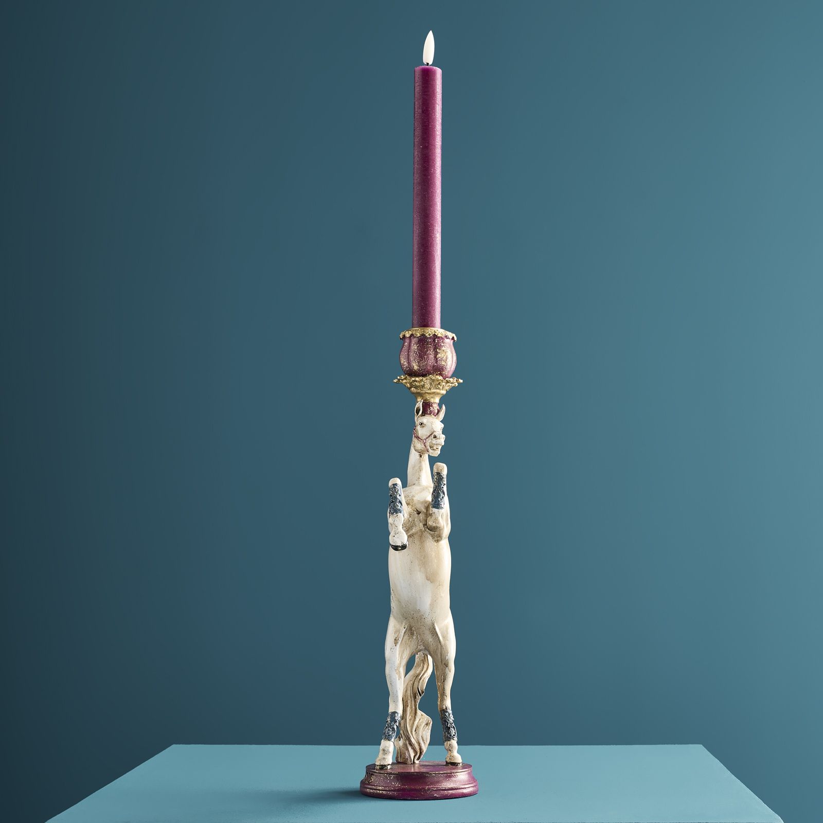 Circus Horse Candle Holder, white-red-gold