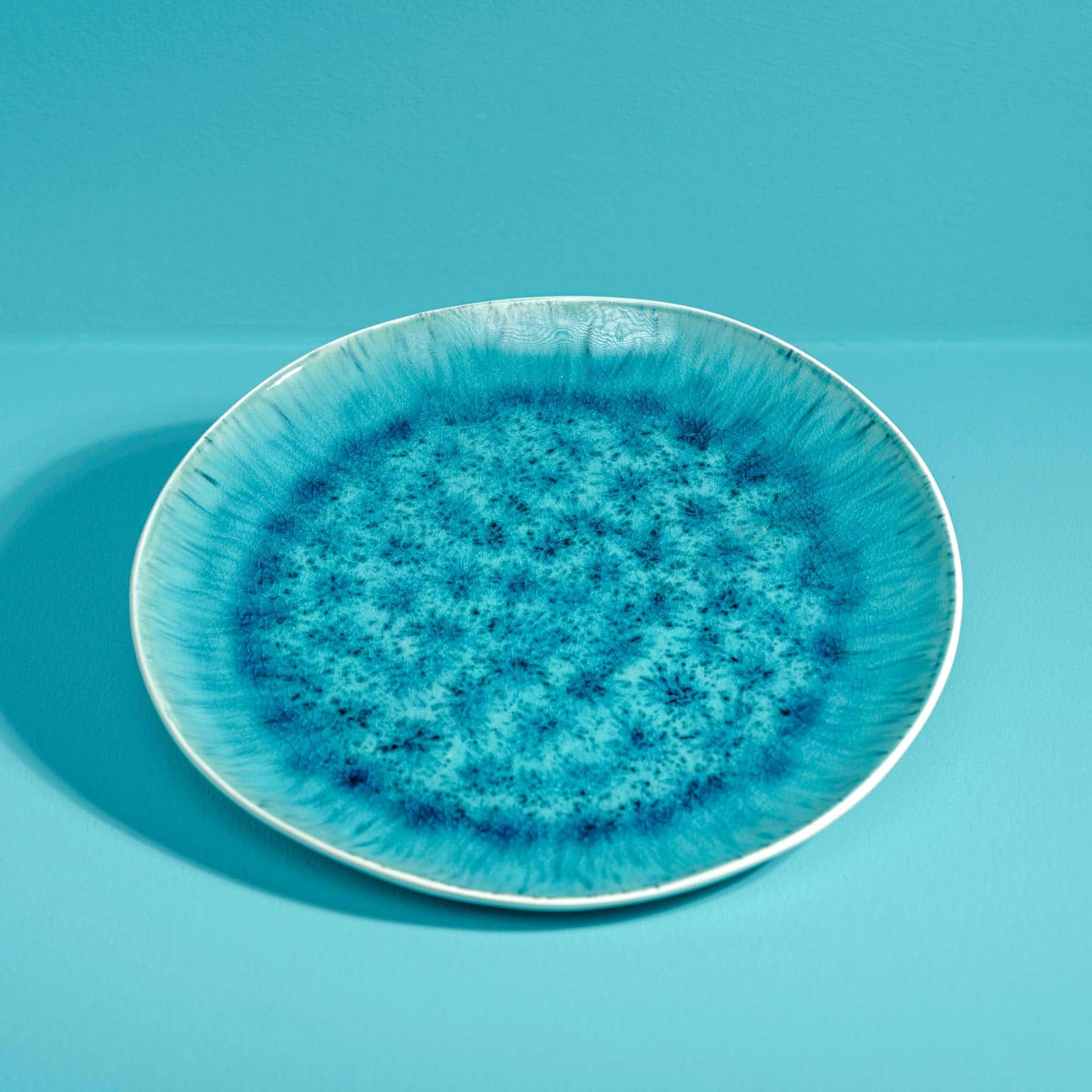 Set of 6 dinner plates Aquamarin, white-turquoise