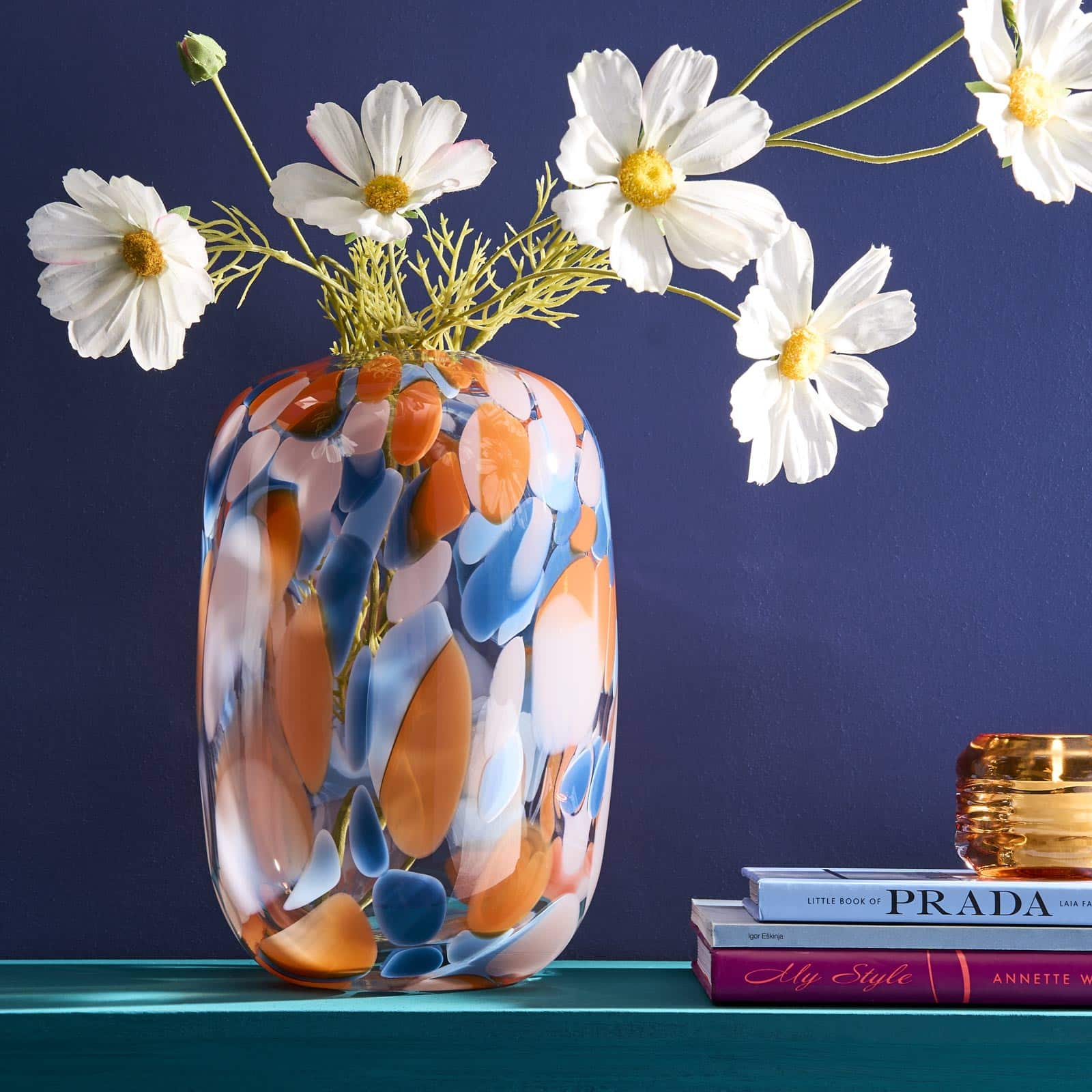 Vase Lilly Dots, blau-orange 