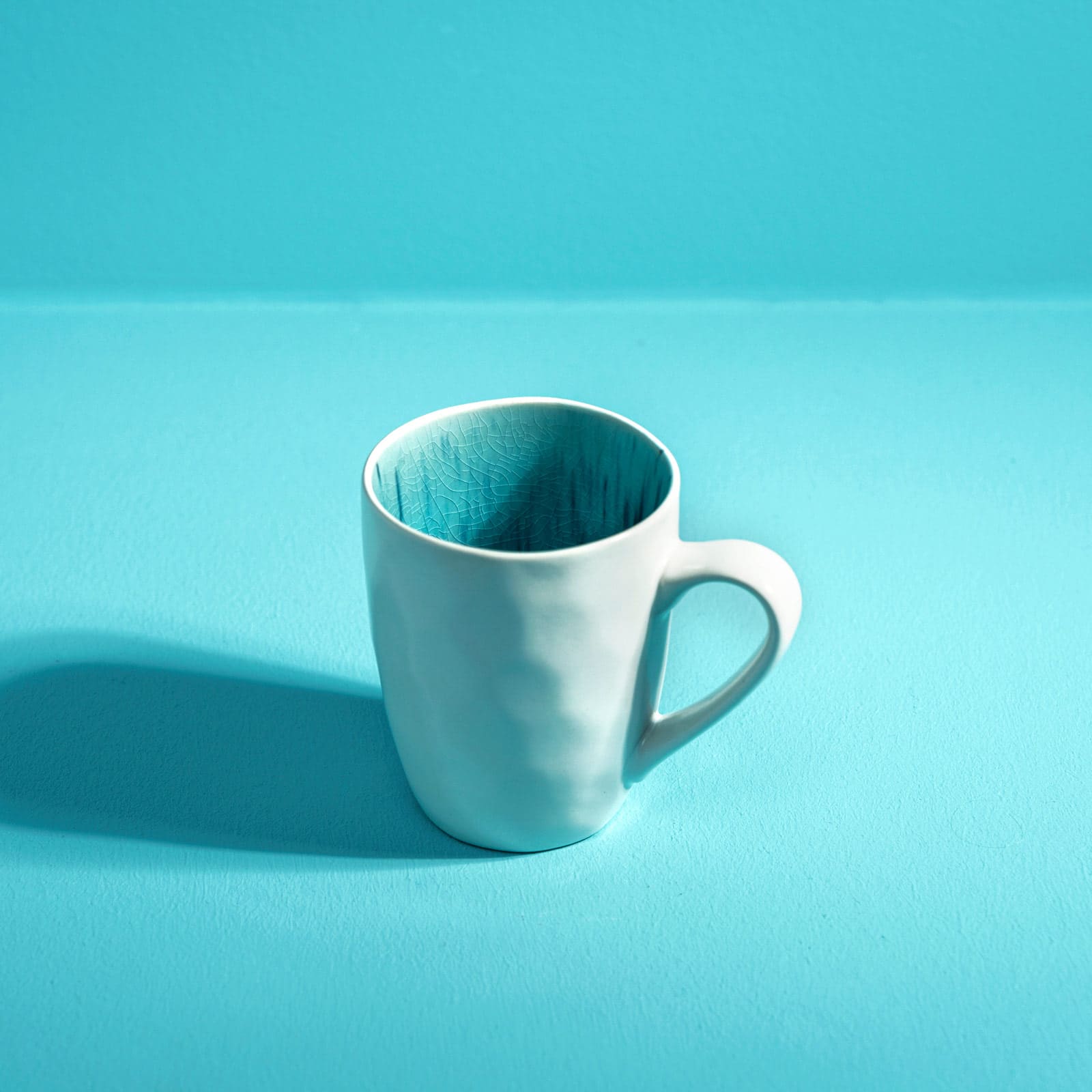 Set de 6 mugs à café / mugs à thé Aquamarin, blanc/turquoise, faïence, 250 ml