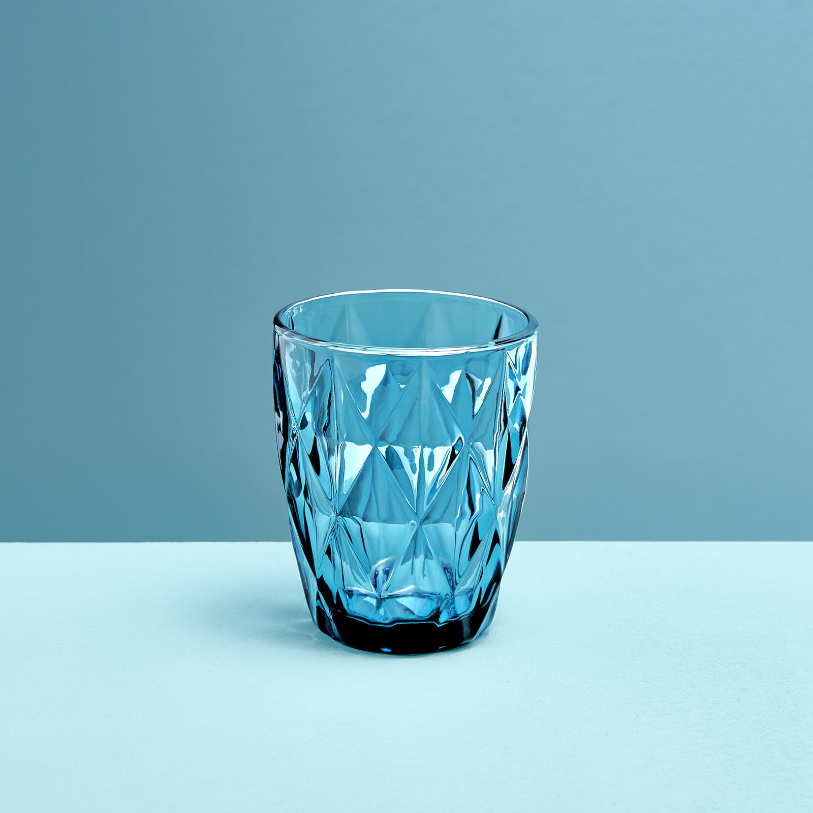 Set van 4 waterglazen Basic, blauw, glas, 8 x 10 cm inhoud 0,2 l