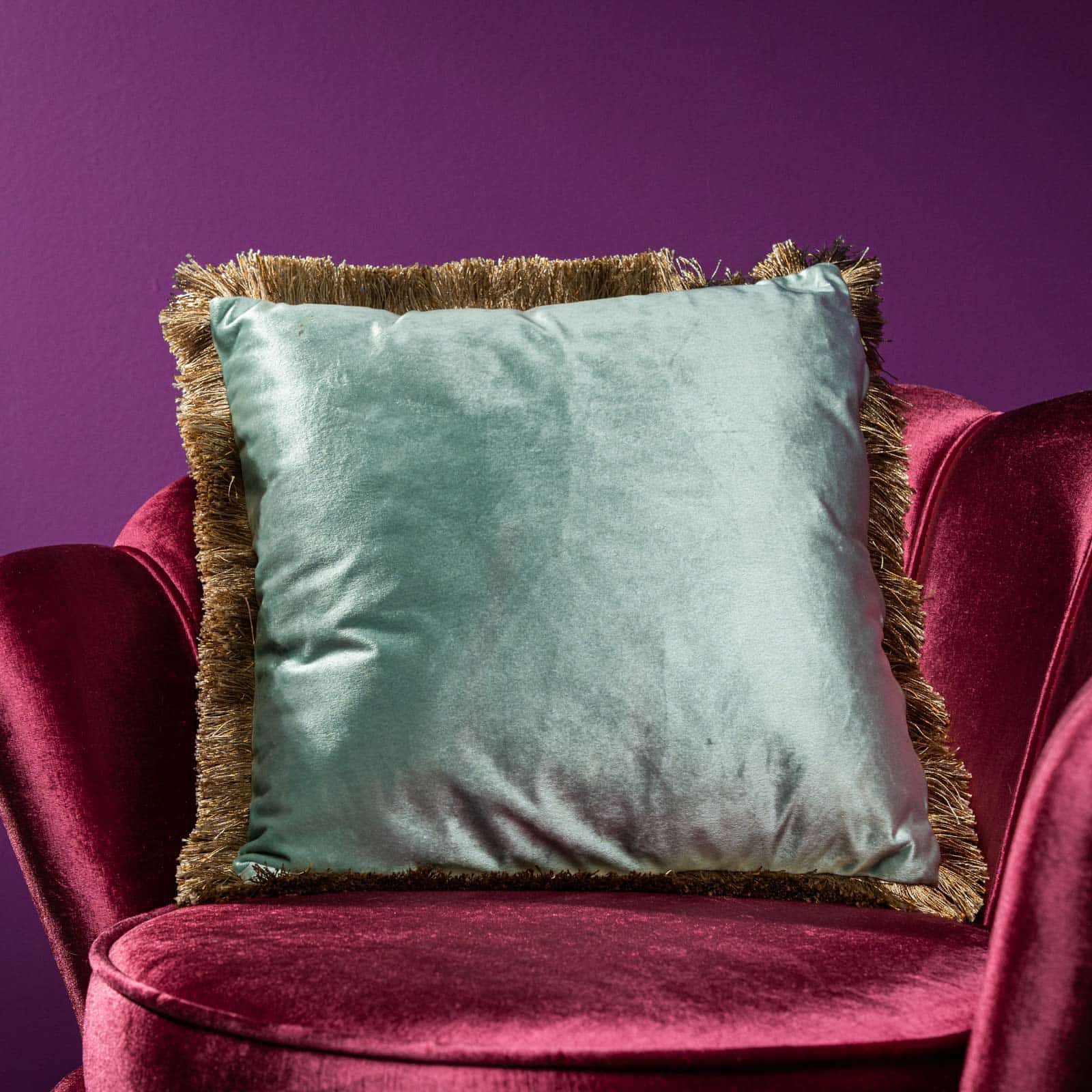 Coussin en velours Velvet Cushion, bleu menthe, polyester, 45x45 cm