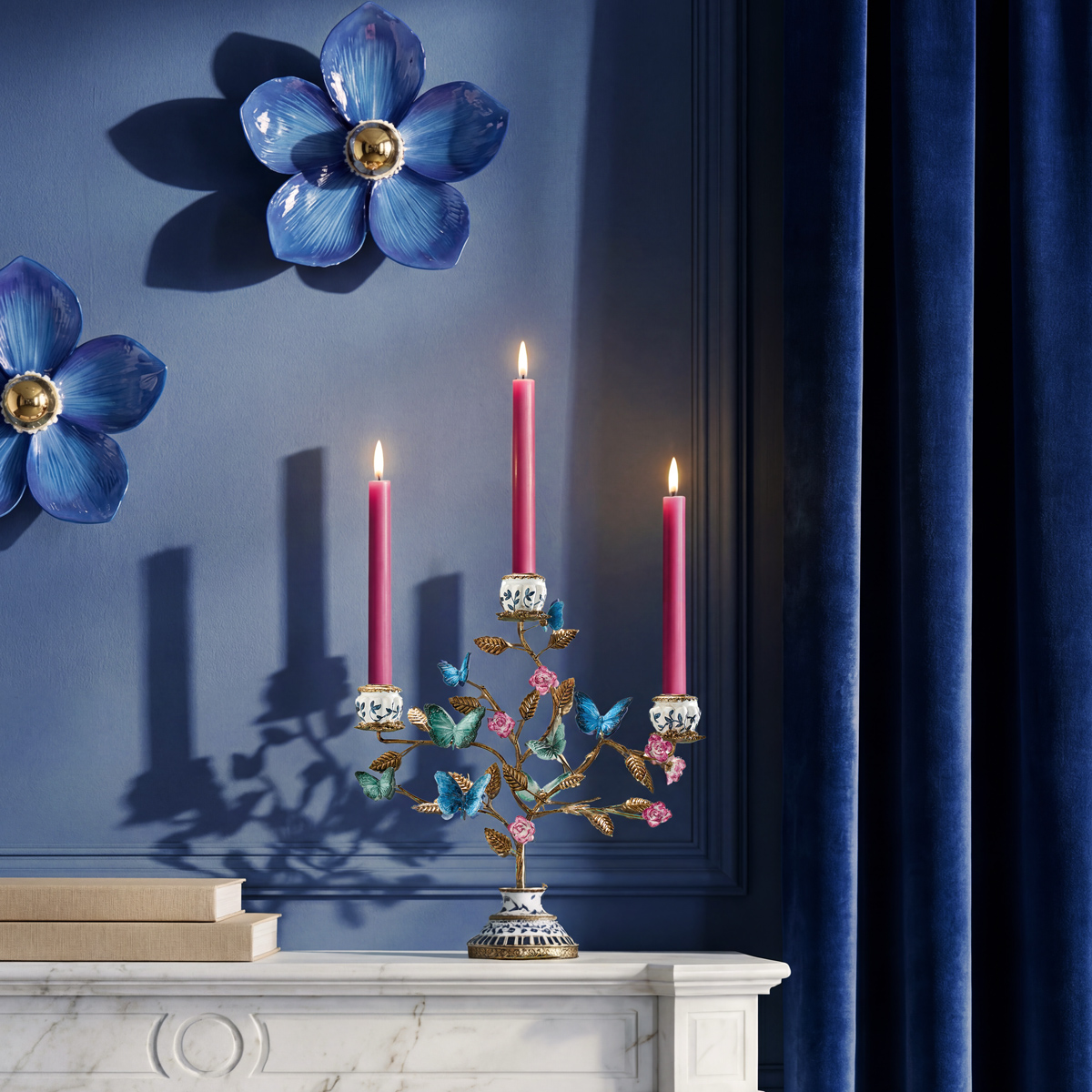 Świecznik Motyle, wielokolorowy