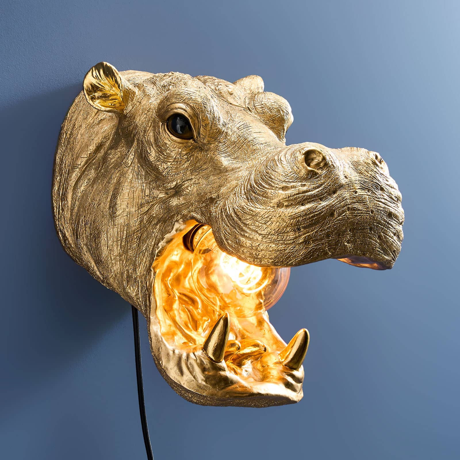 Wall lamp hippopotamus Patty, gold