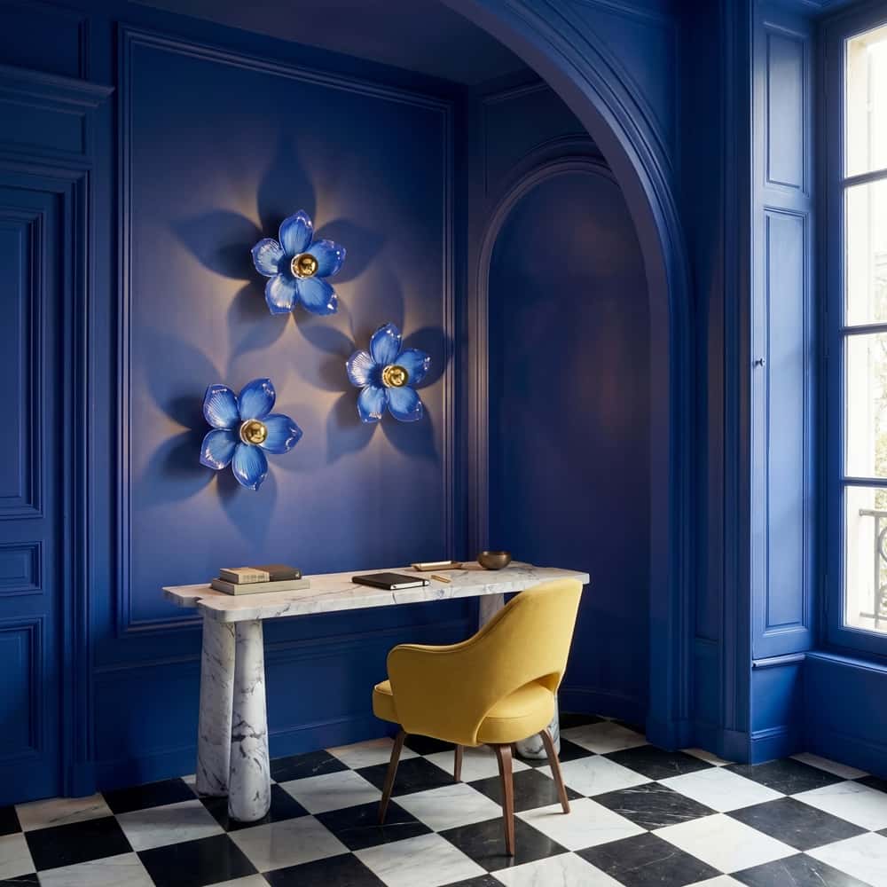 Wandleuchte Blume Bloom, blau