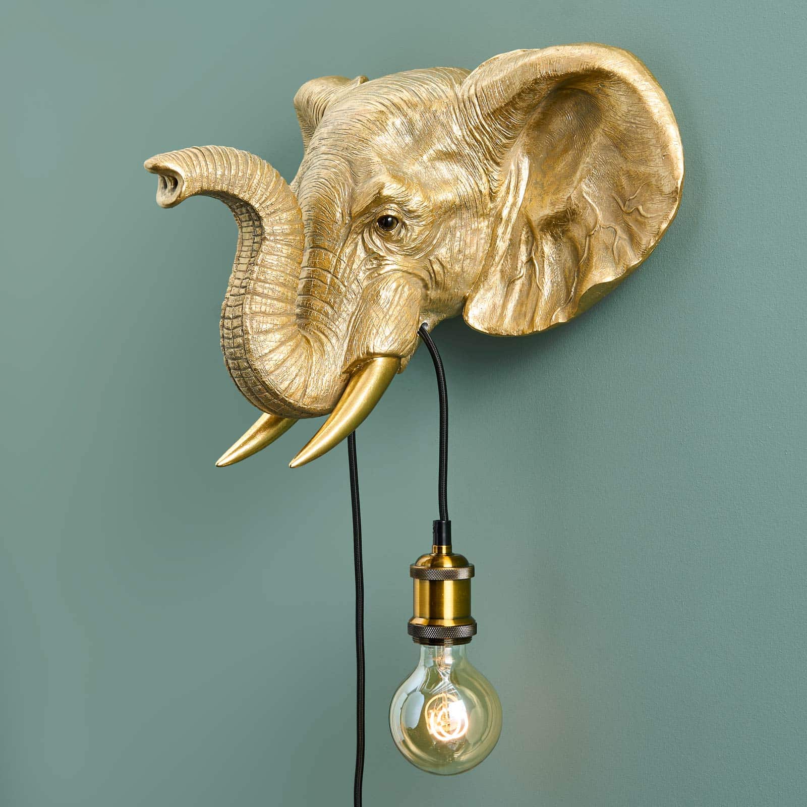 Wandlamp olifant Jumbo, goud