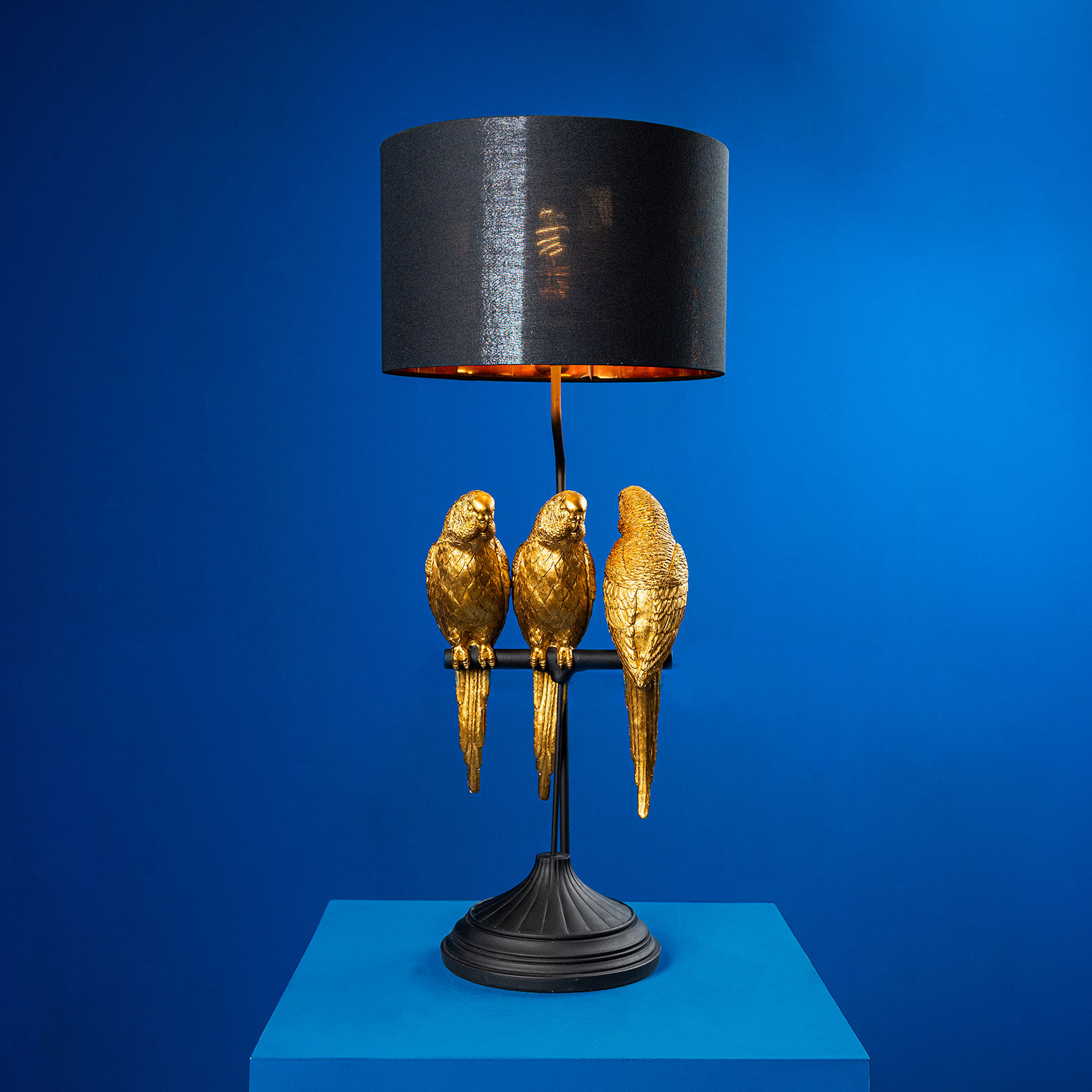 Table lamp parrot Timmy, Tommy & Tammy, gold/black