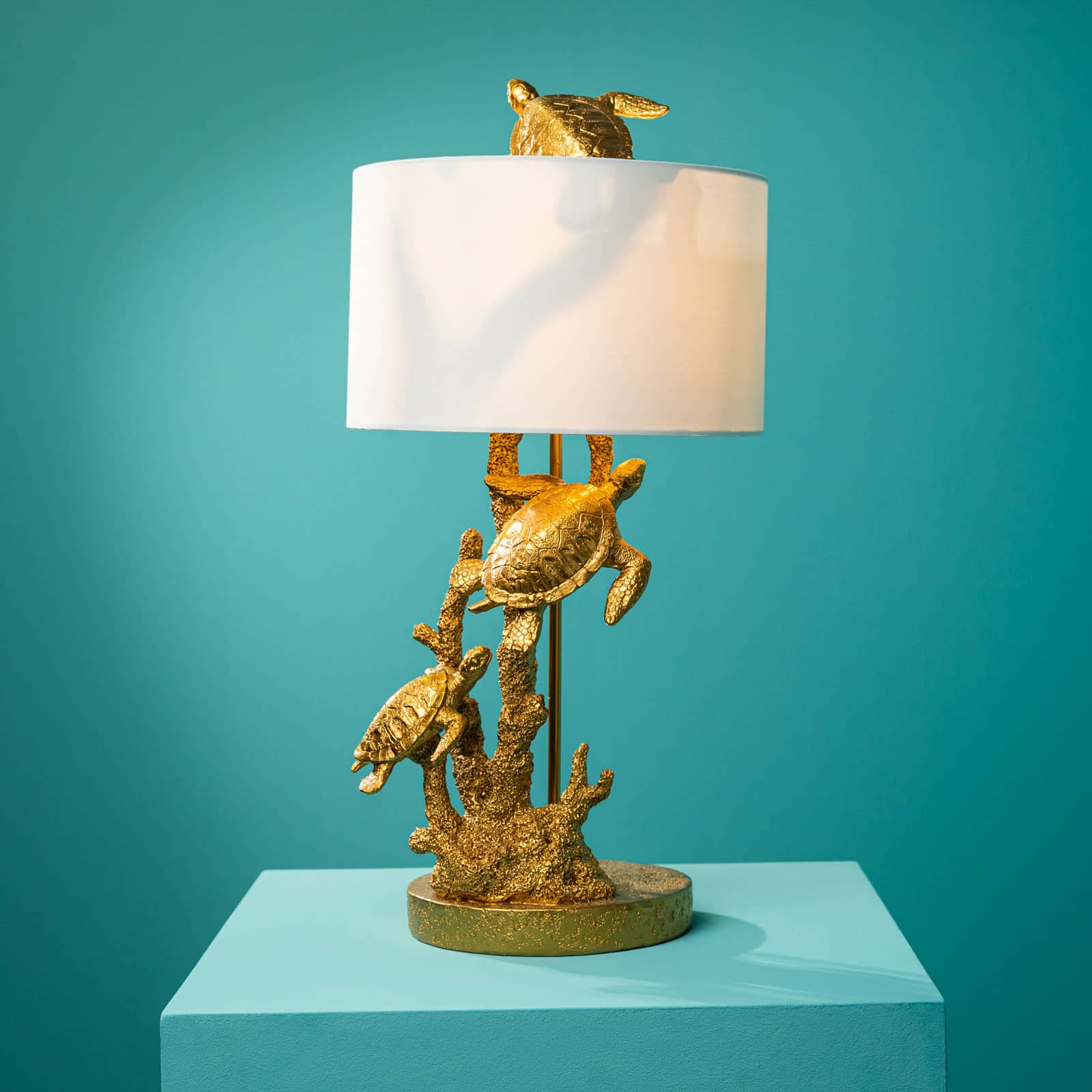 Table lamp turtle Turtle Gang, gold/white