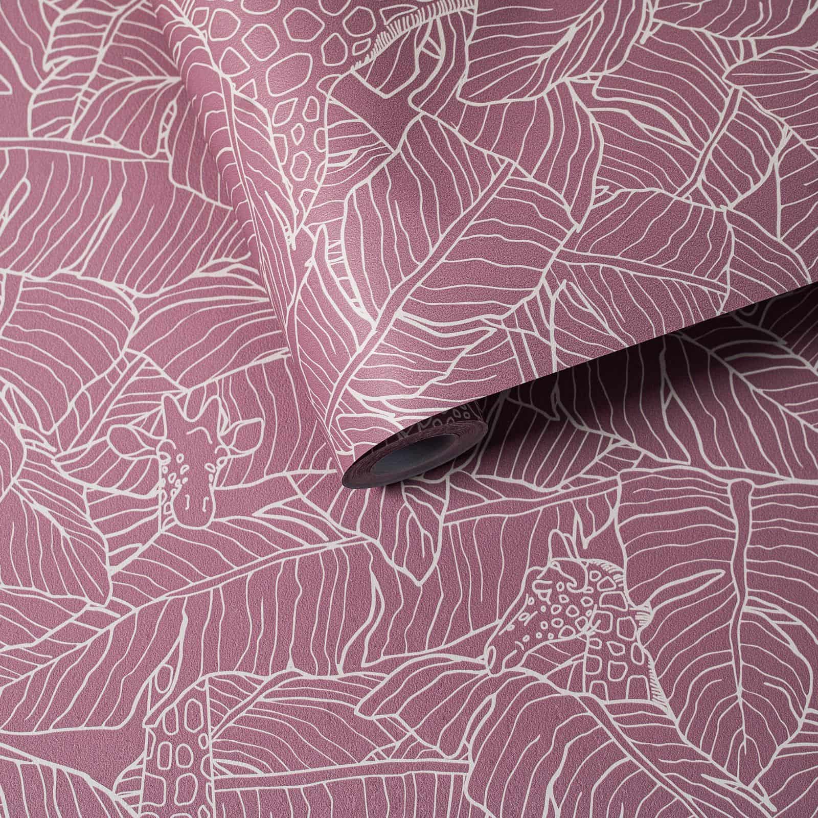 wallpaper giraffe Gigi, pink, non-woven wallpaper, made & designed in Germany 150 g/sqm, 0.53x10.05 m