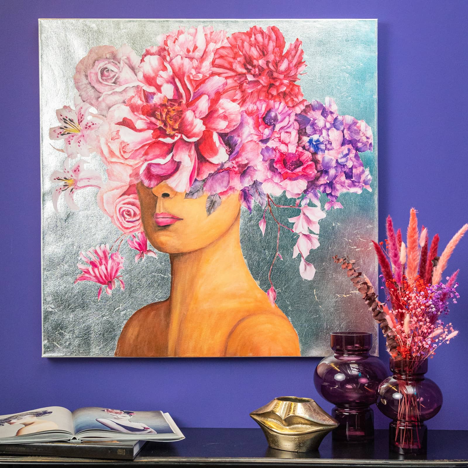 Bild Ivy, handgemalt, Frauengesicht, Acryl auf Leinwand, 100x100 cm