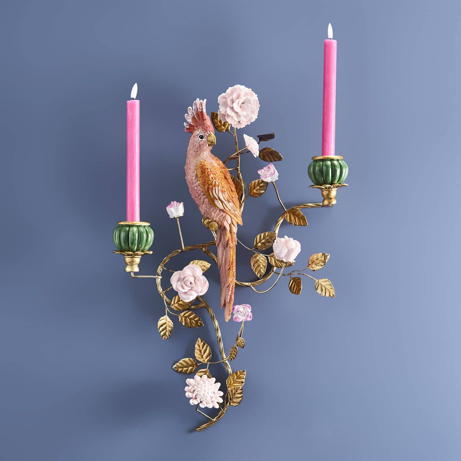 Wall Candleholder Parrot, Hand-Painted