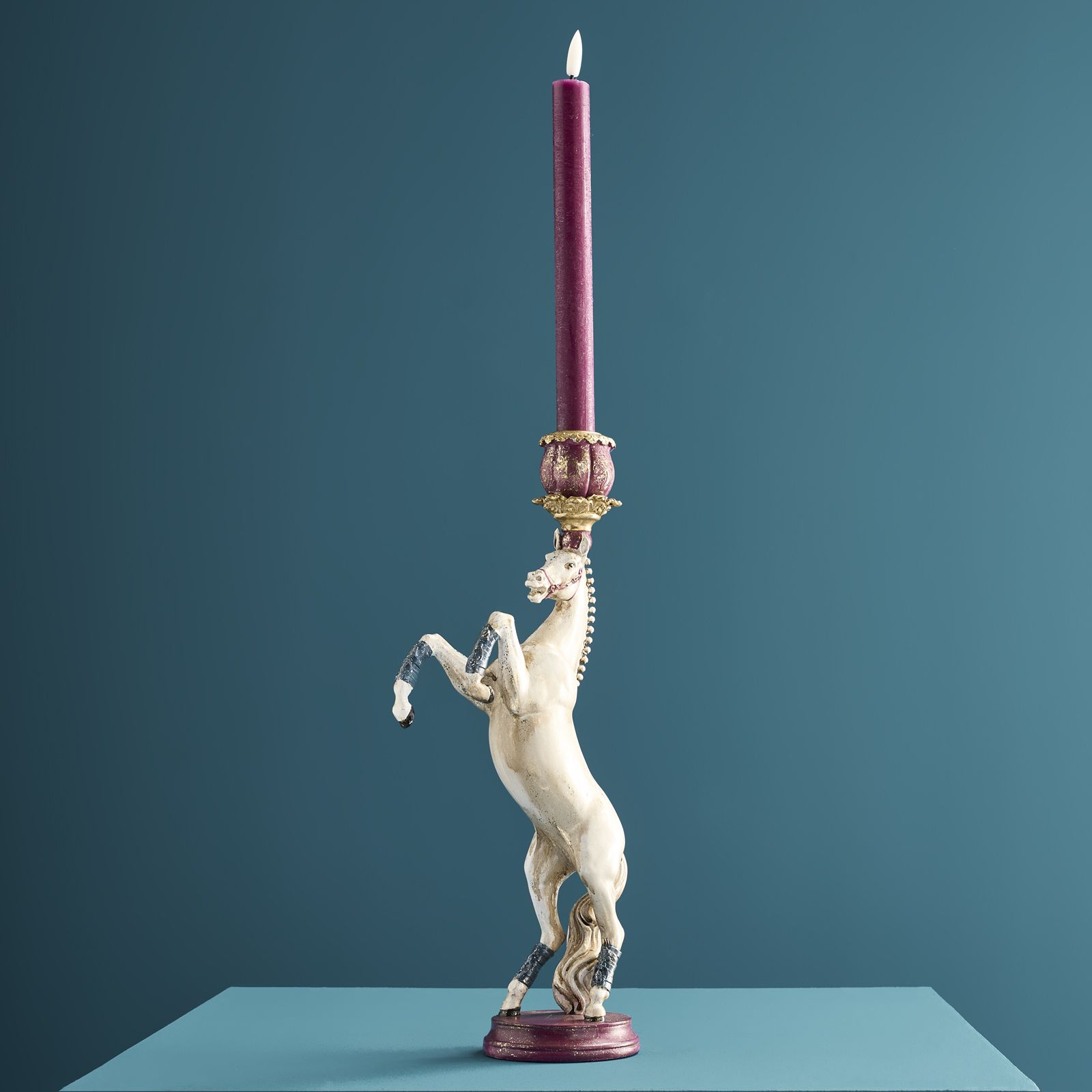 Circus Horse Candle Holder, white-red-gold
