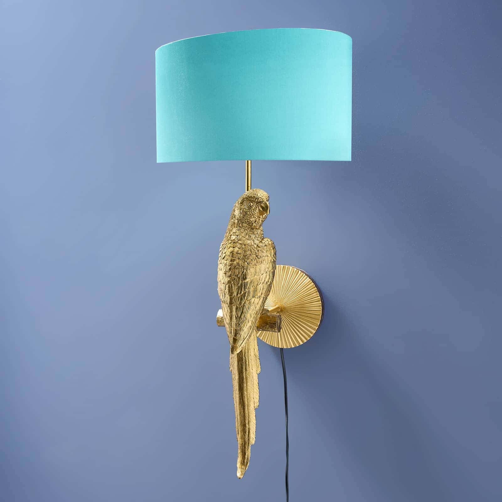Vägglampa Papegoja Percy rätt, guld-turkos