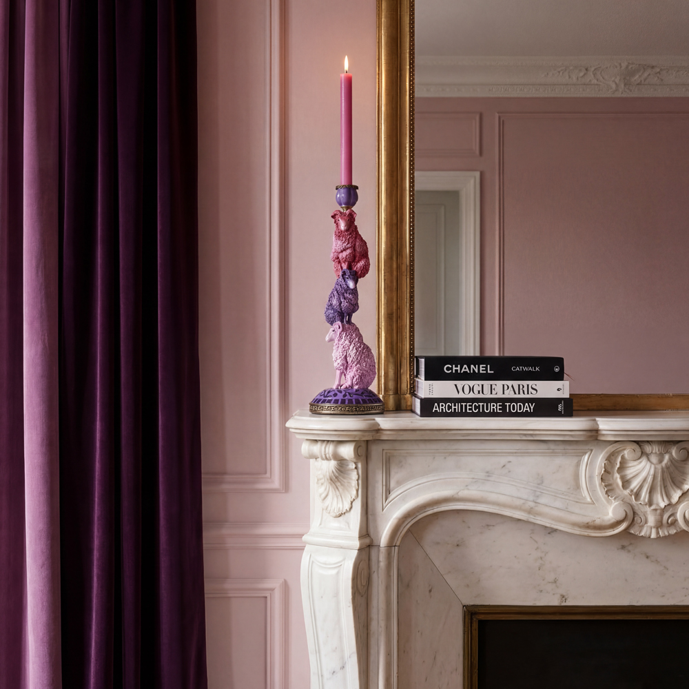 Kerzenleuchter Colorful Sheep Schaf, Lila-Magenta