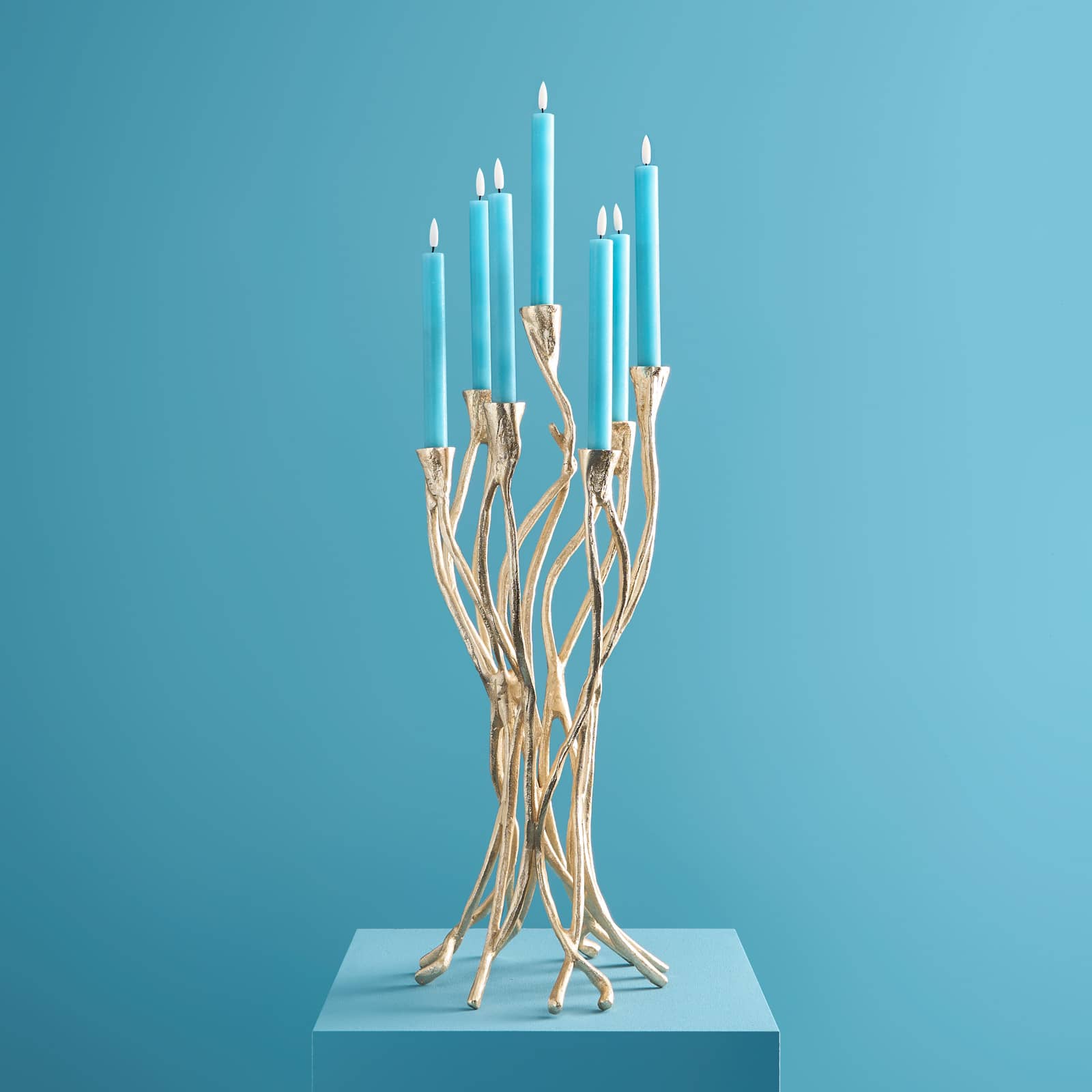 Candlestick Roots, gold, aluminum, handmade, 25x22x63.5 cm