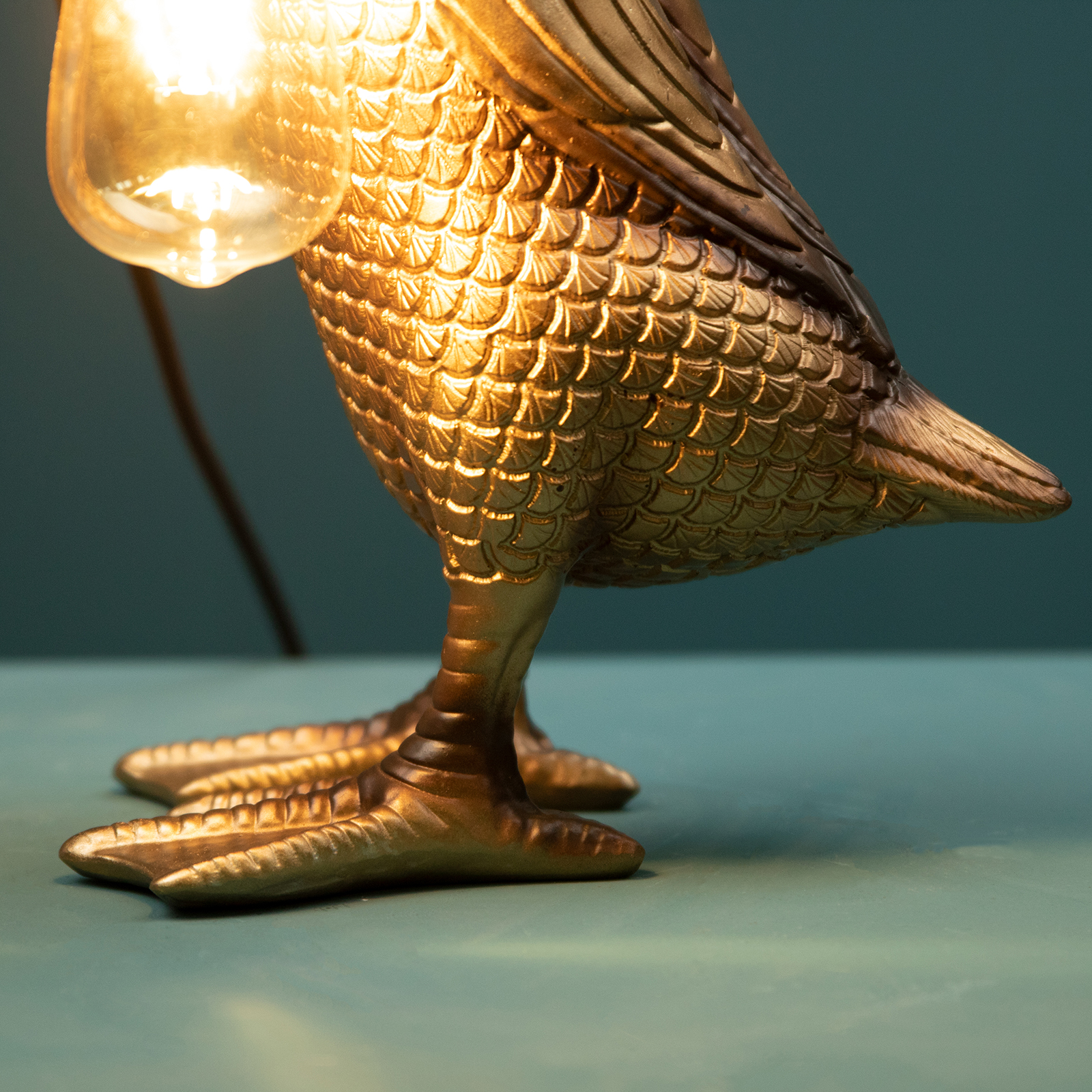 Tischleuchte Ente Son of a Duck, gold, Polyresin, 18x23x44 cm, E27