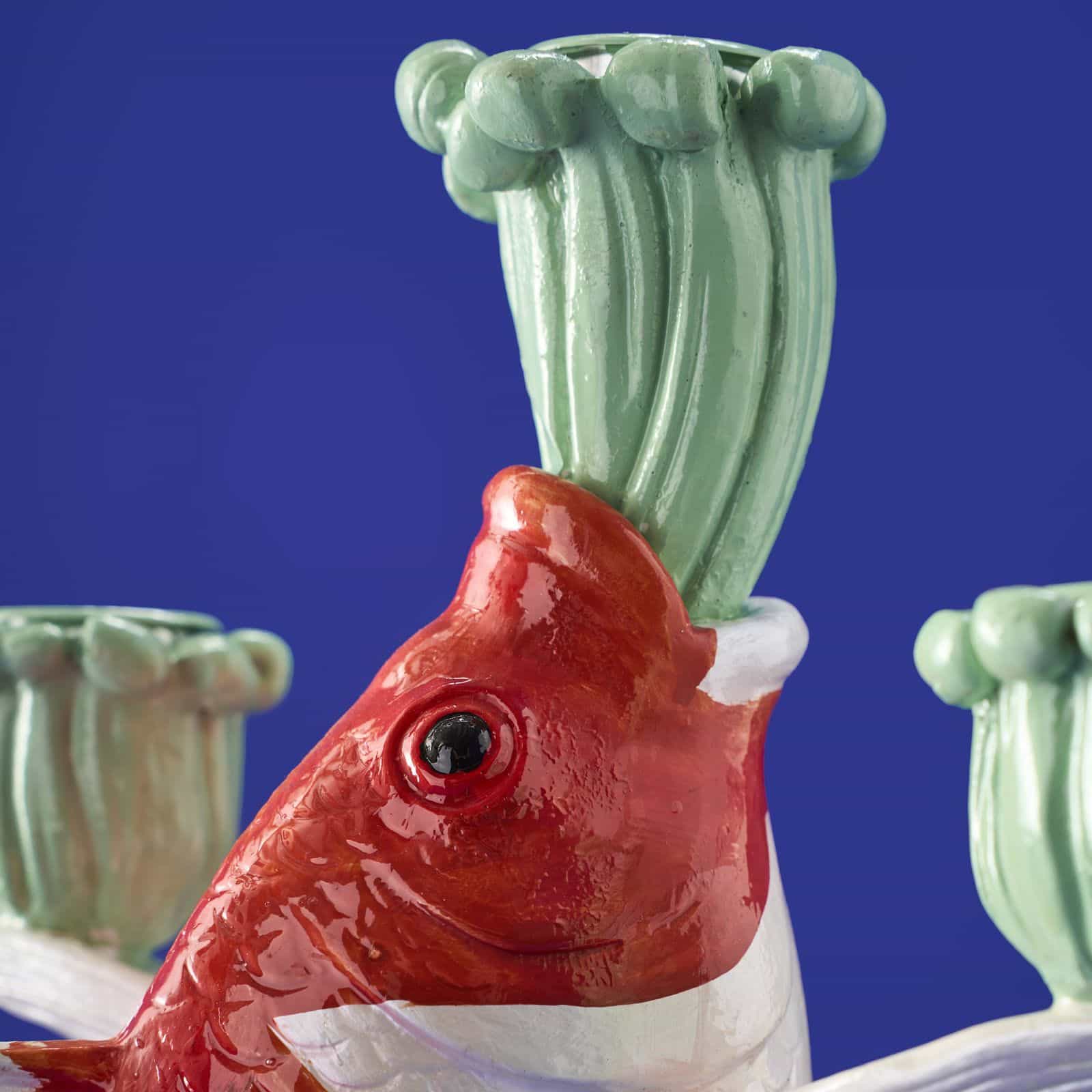 Kerzenleuchter Fisch Koi, rot-weiß-grün