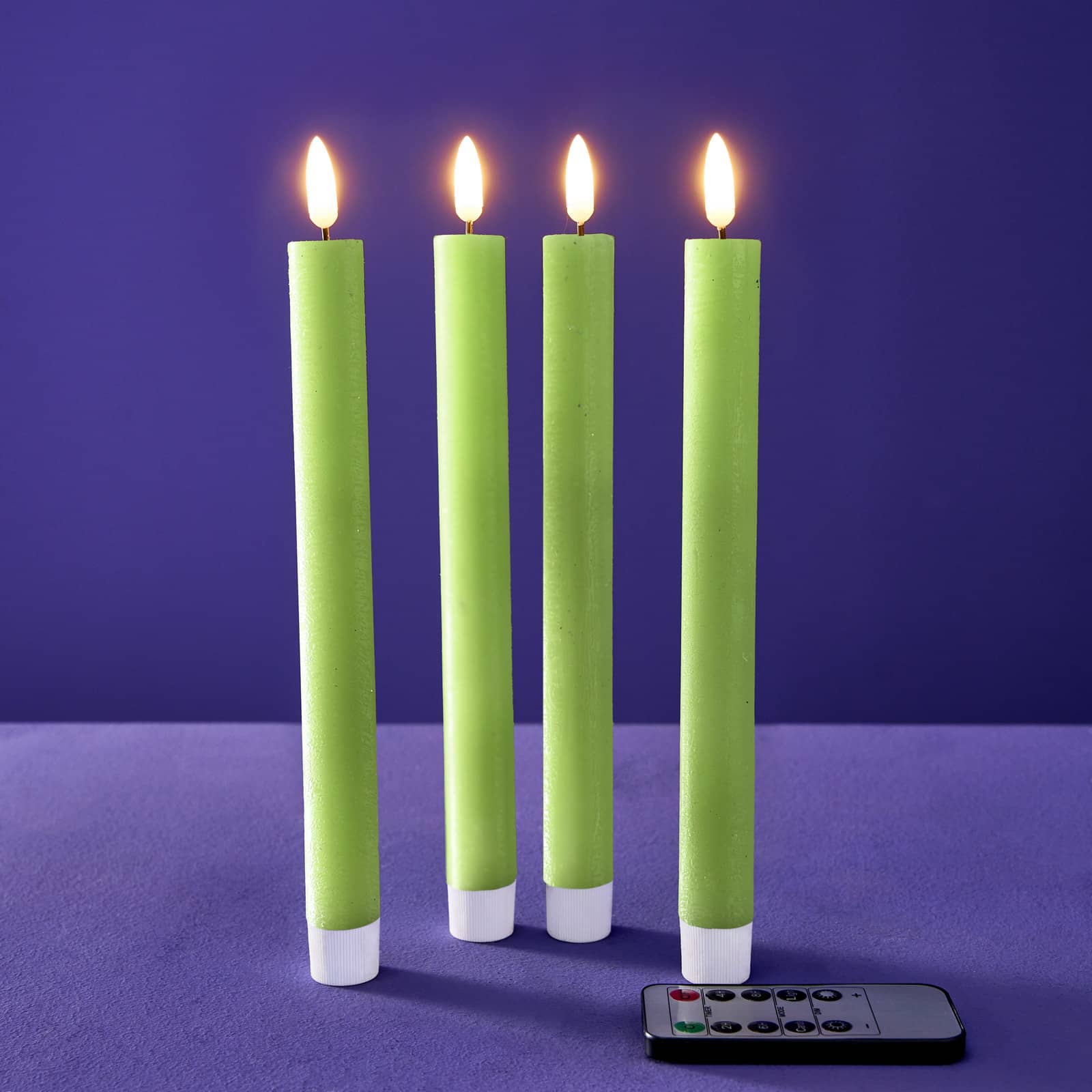 Set of 4 LED stick candles, green