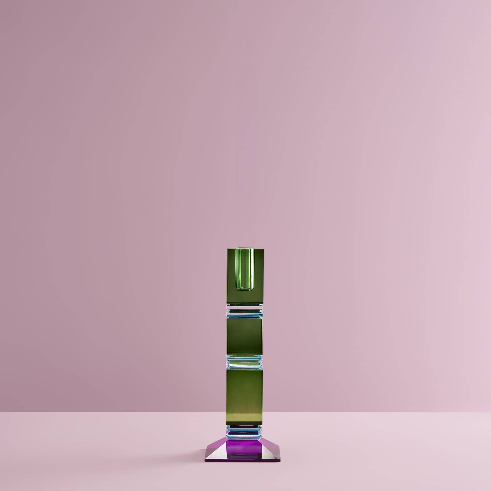 Candle holder Fancy Crystal, green, square, Glass