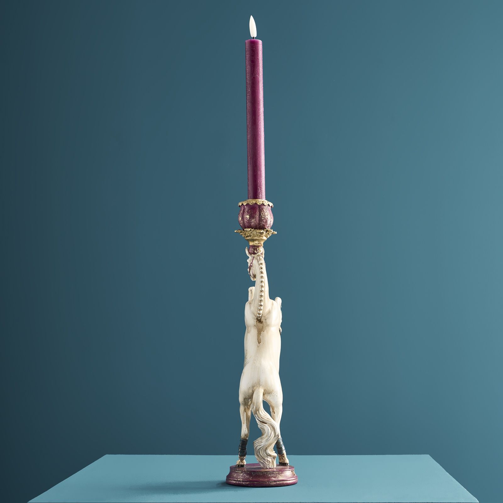 Circus Horse Candle Holder, white-red-gold