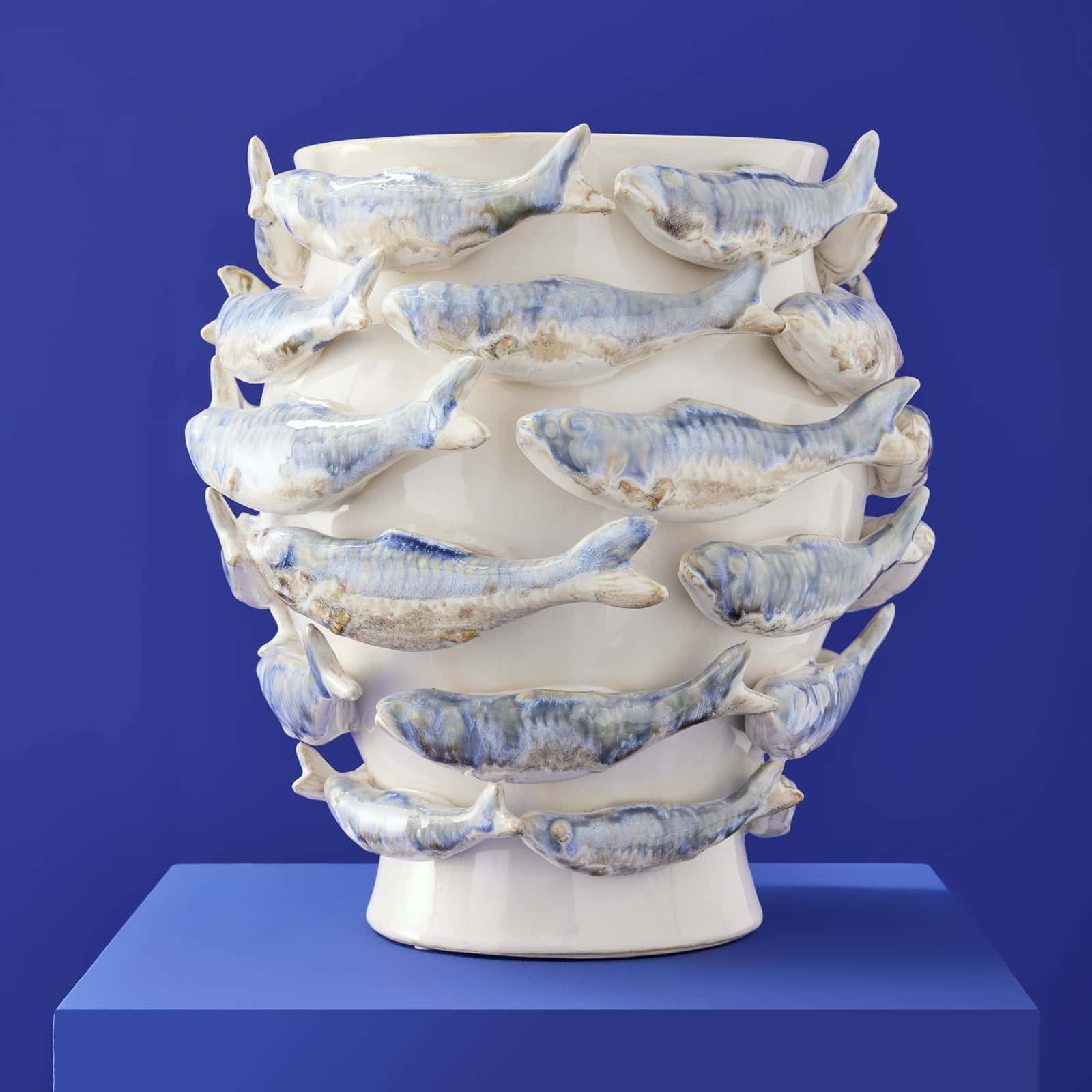 Visvaas, wit-blauw, S