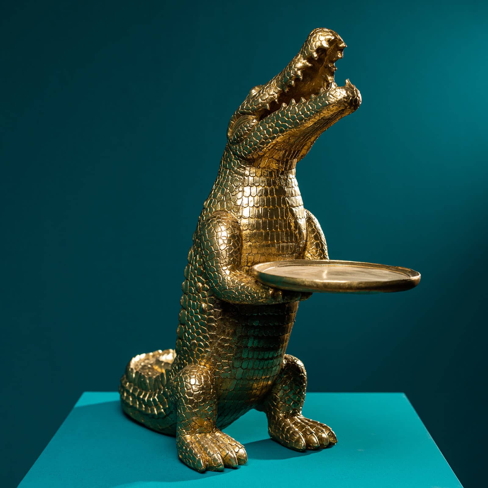 Side table crocodile Morty, gold