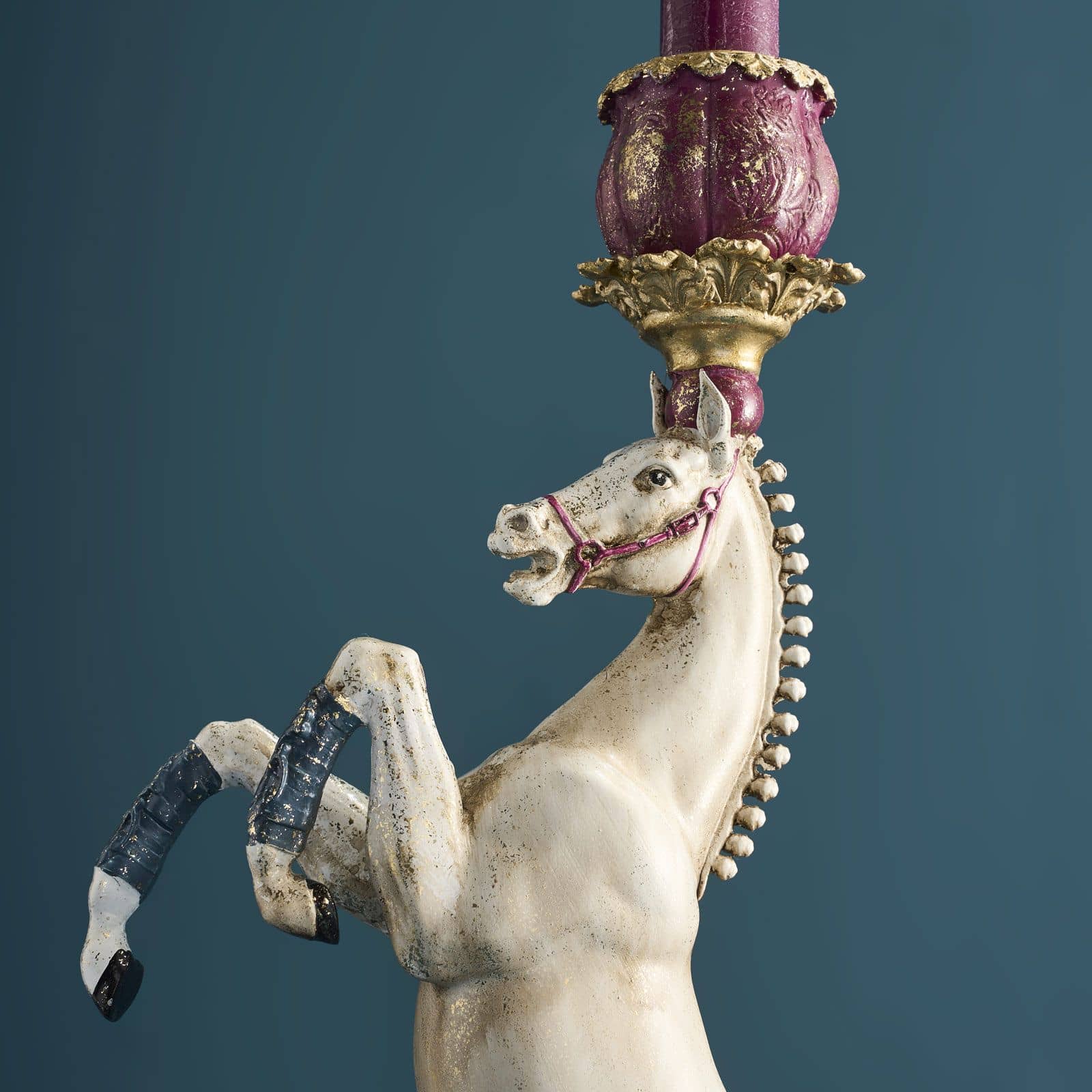 Circus Horse Candle Holder, white-red-gold