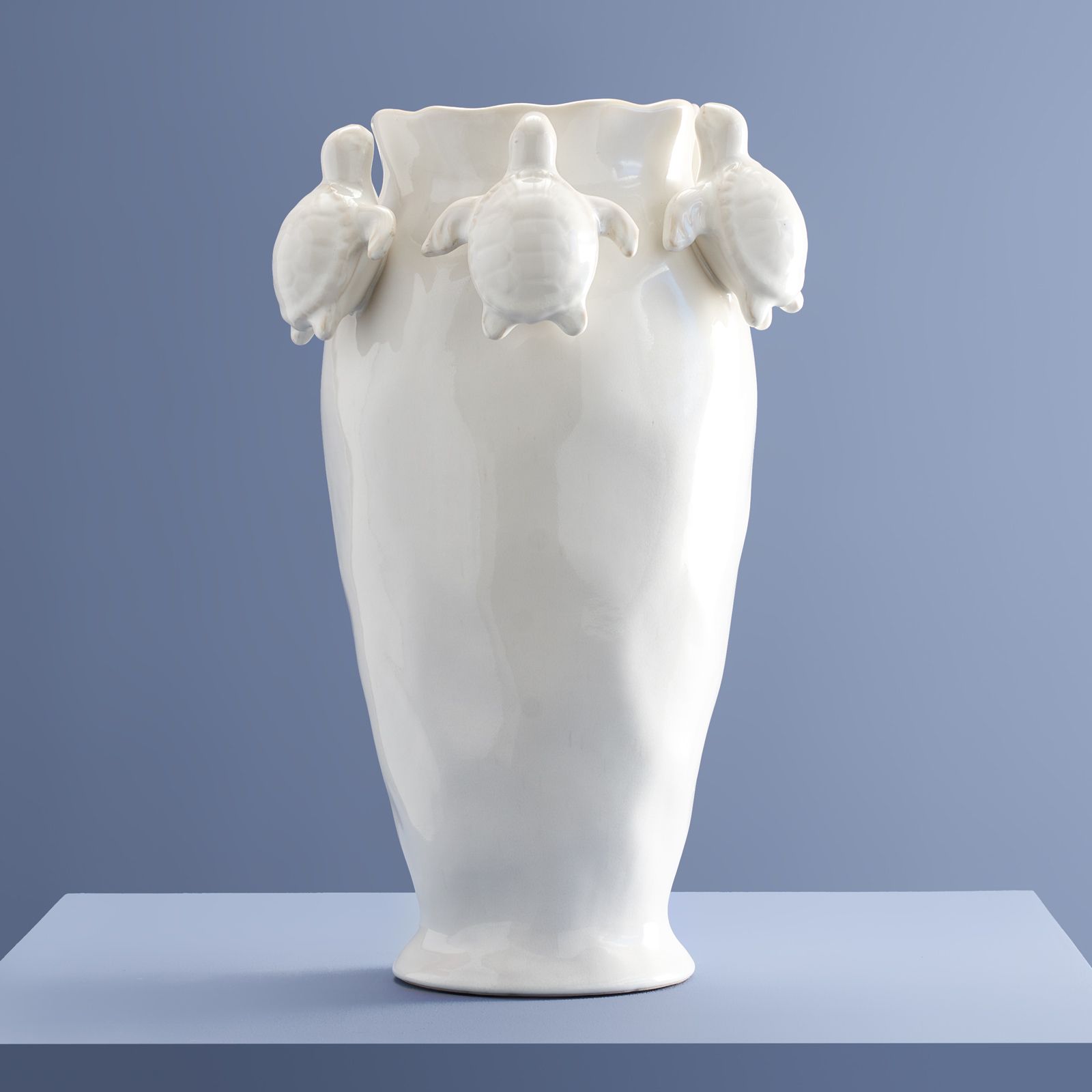 Vase m. Schildkröten, weiß