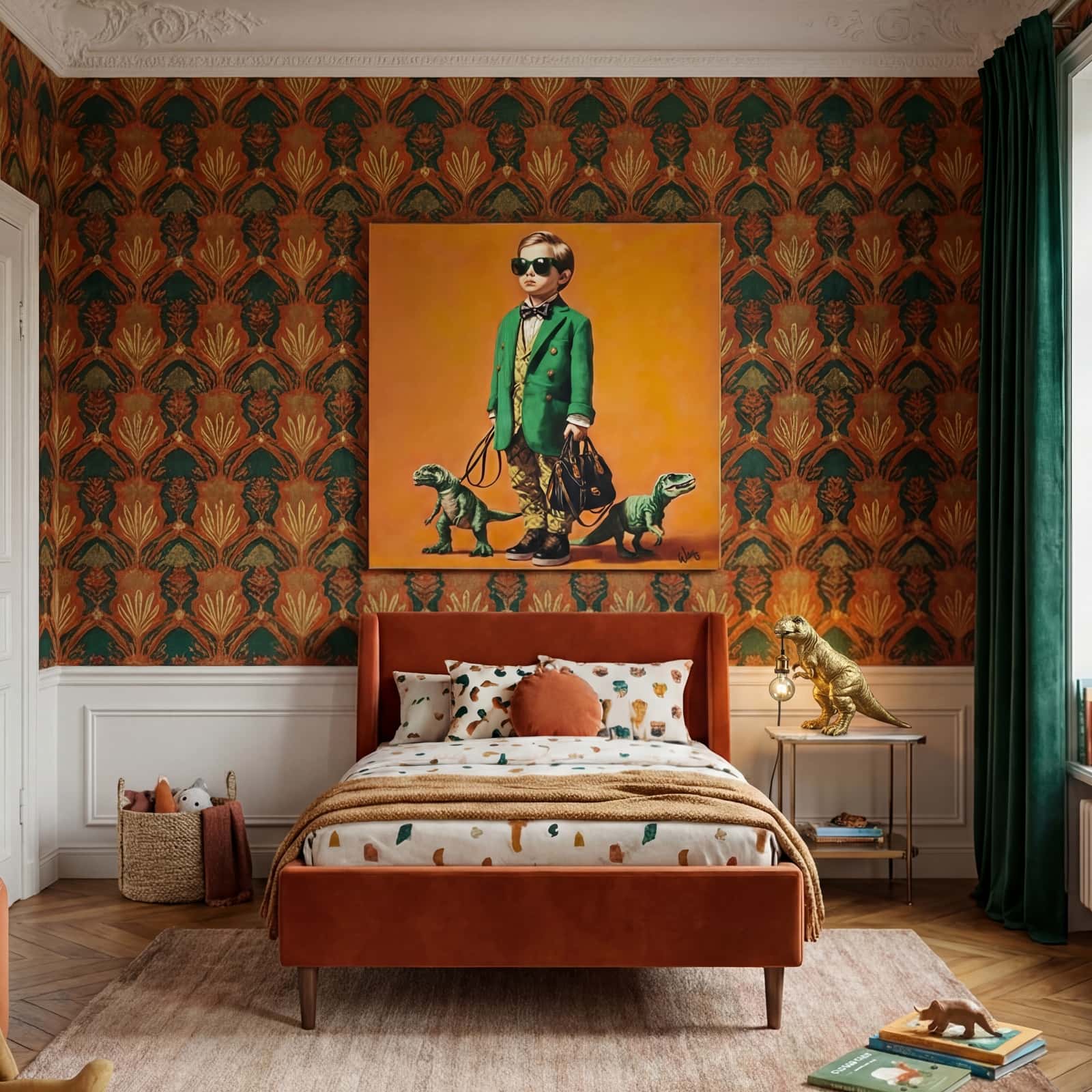 Obraz Matteo z dinozaurami Rexys, ręcznie malowany