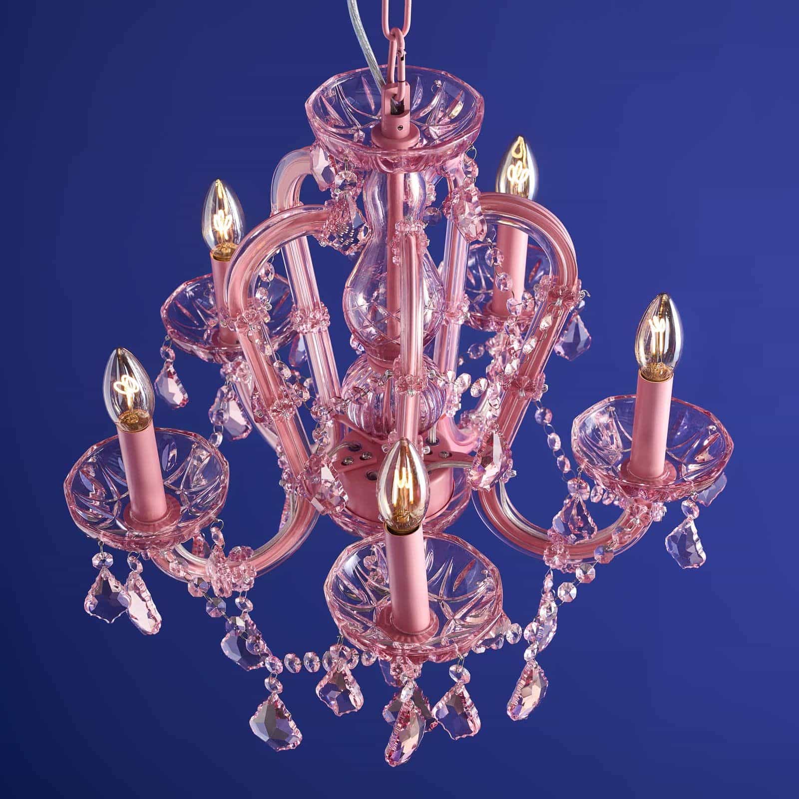 Glas-Kronleuchter Aurora, pink