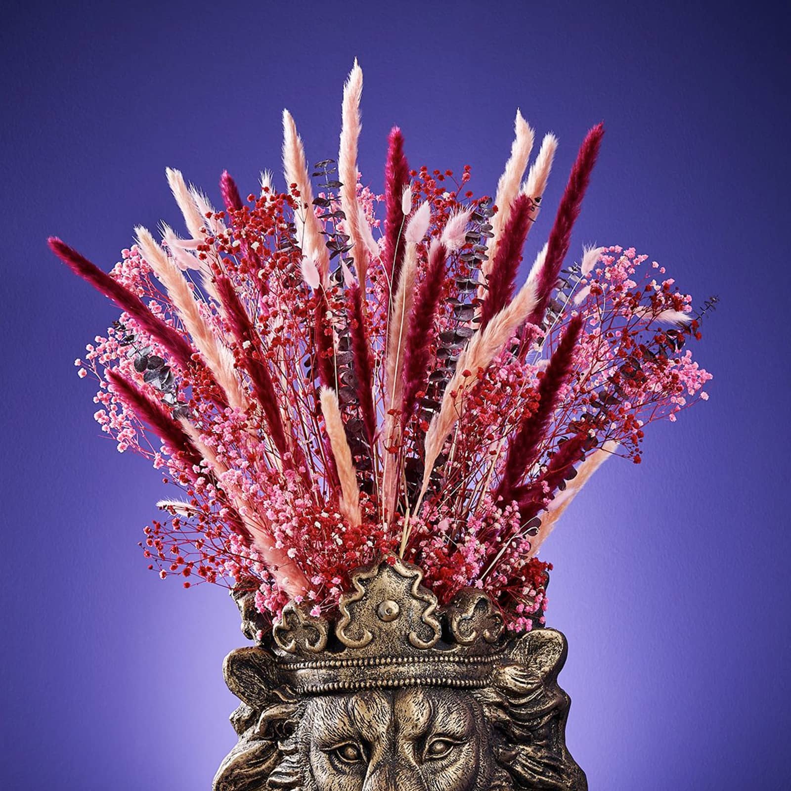 DIY Trockenblumen-Bouquet Paris, rot/pink