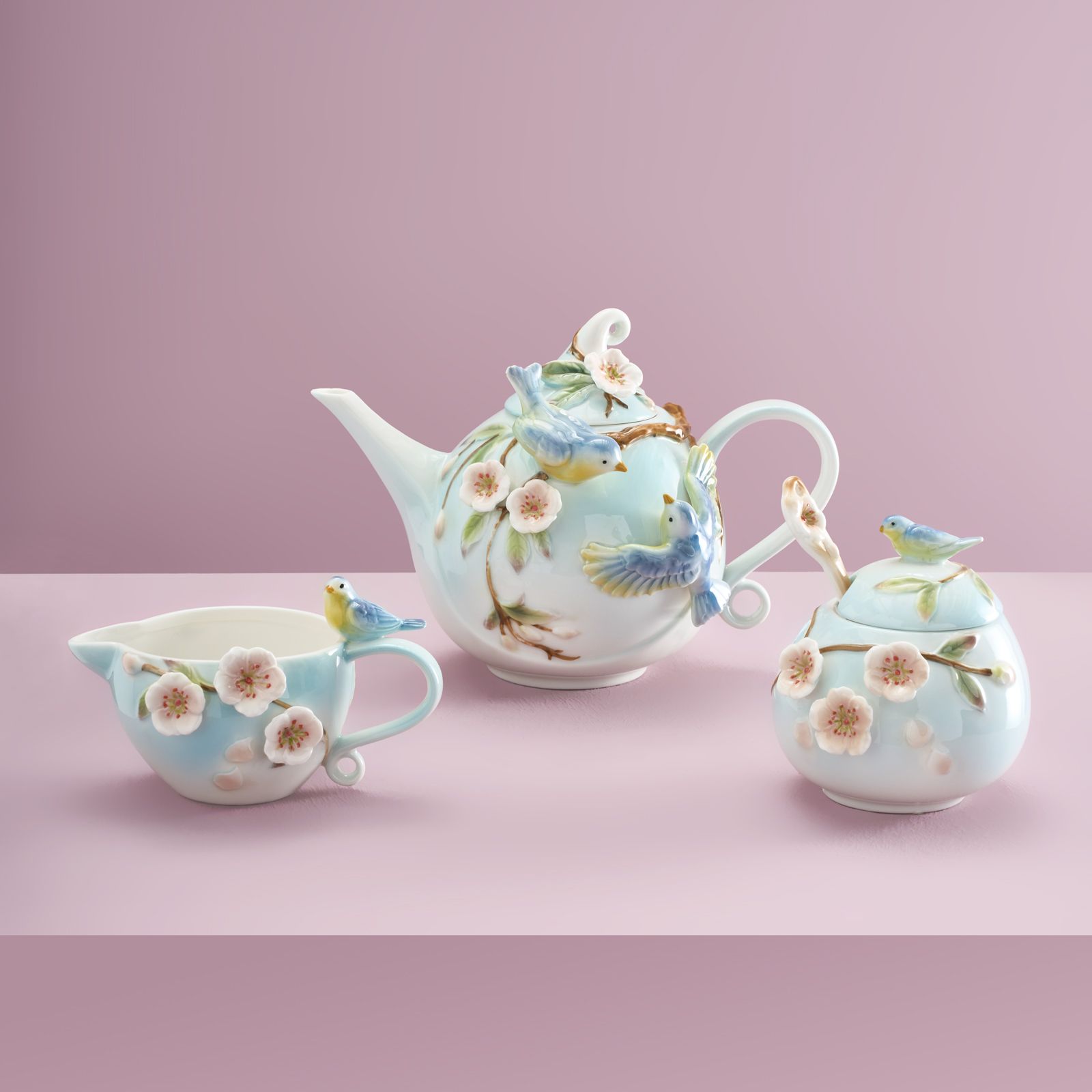 3-piece tea, milk & sugar set Birds