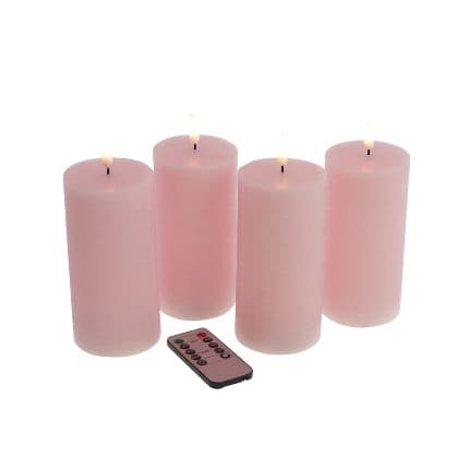 4er Set LED Kerze 3D Flame, rosa