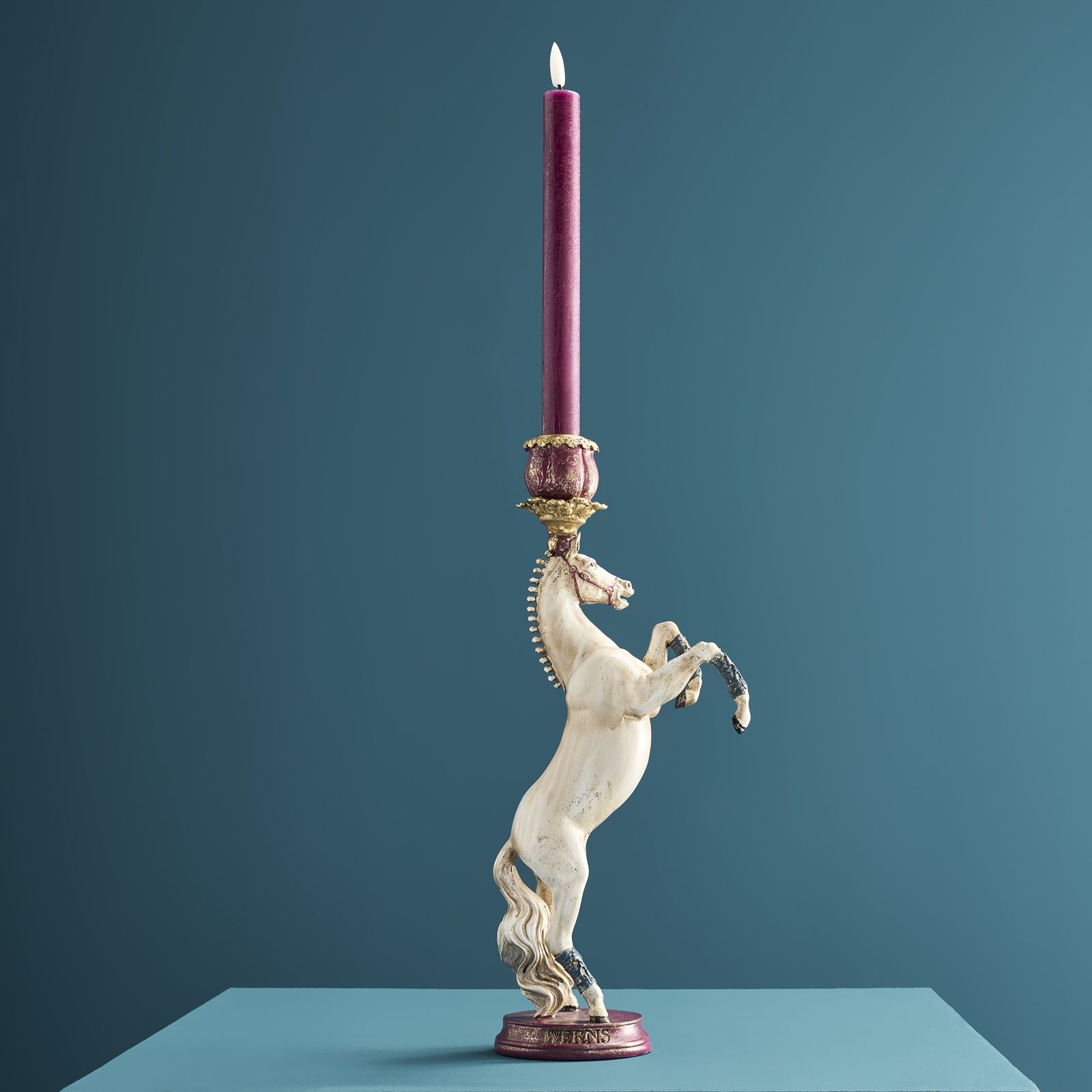 Circus Horse Candle Holder, white-red-gold