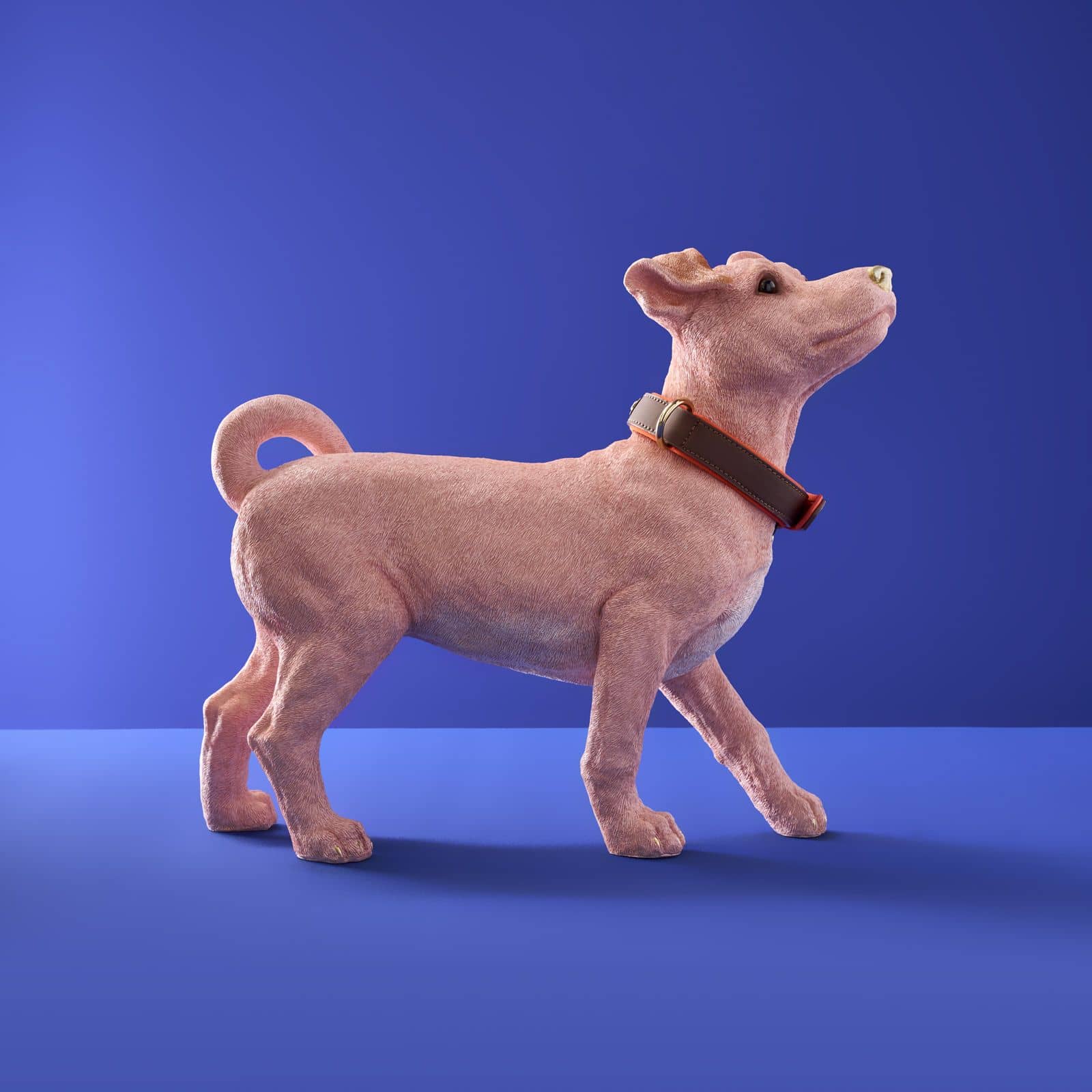 Dekofigur Hund Charlie m. Halsband, rosa