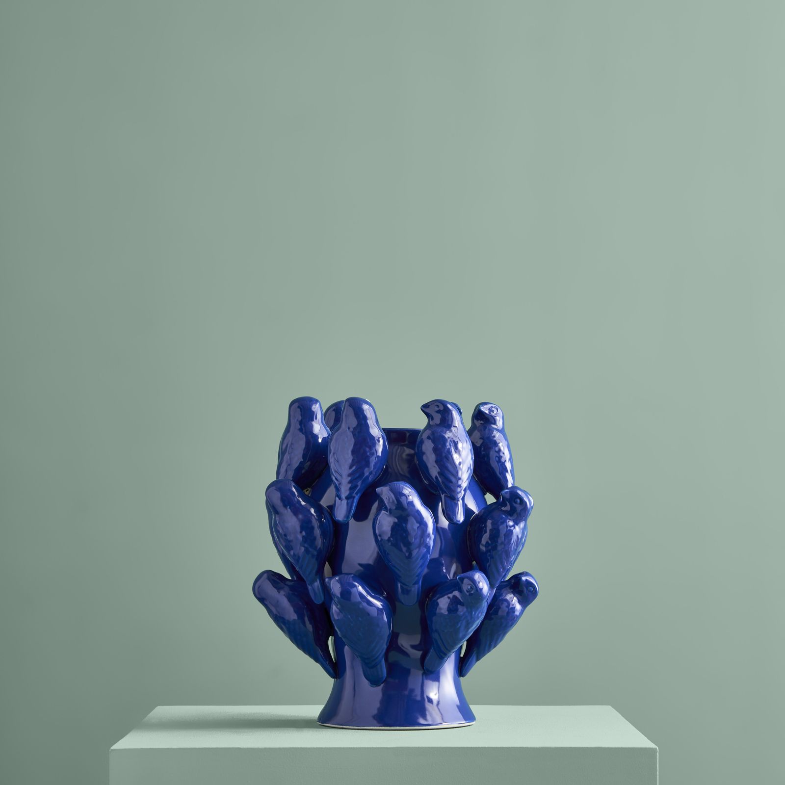 Vase Little Birds m. Vögelchen, blau
