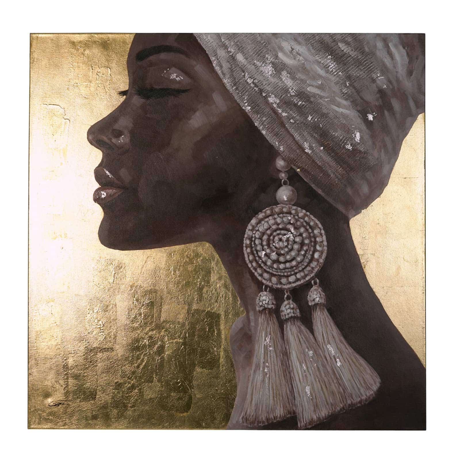 Gemälde Afrikanische Frau Keyah, gold, handgemalt