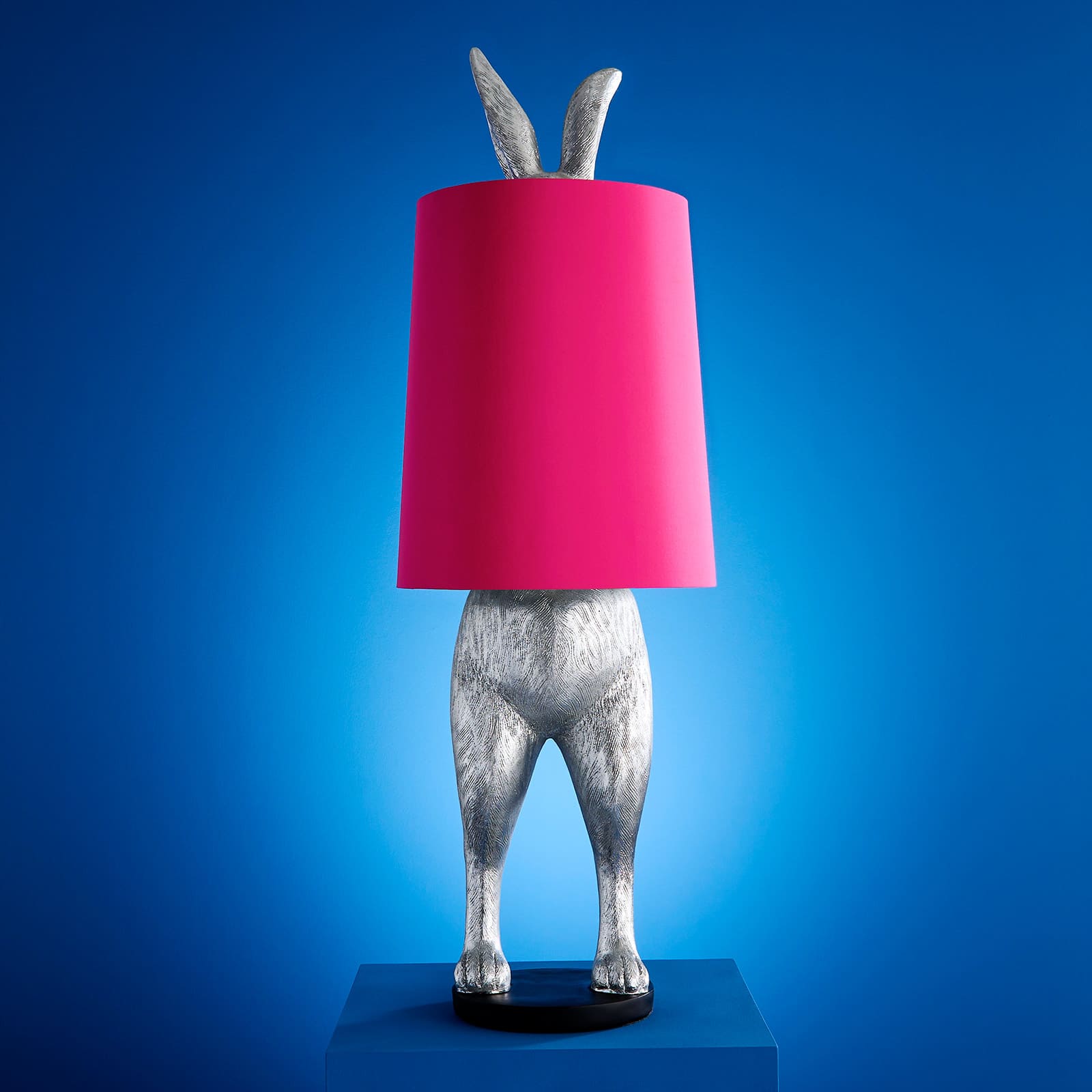 Stehleuchte Hase Hiding Rabbit®, magenta-silber, Polyresin, 38.5x38.5x115cm, E27