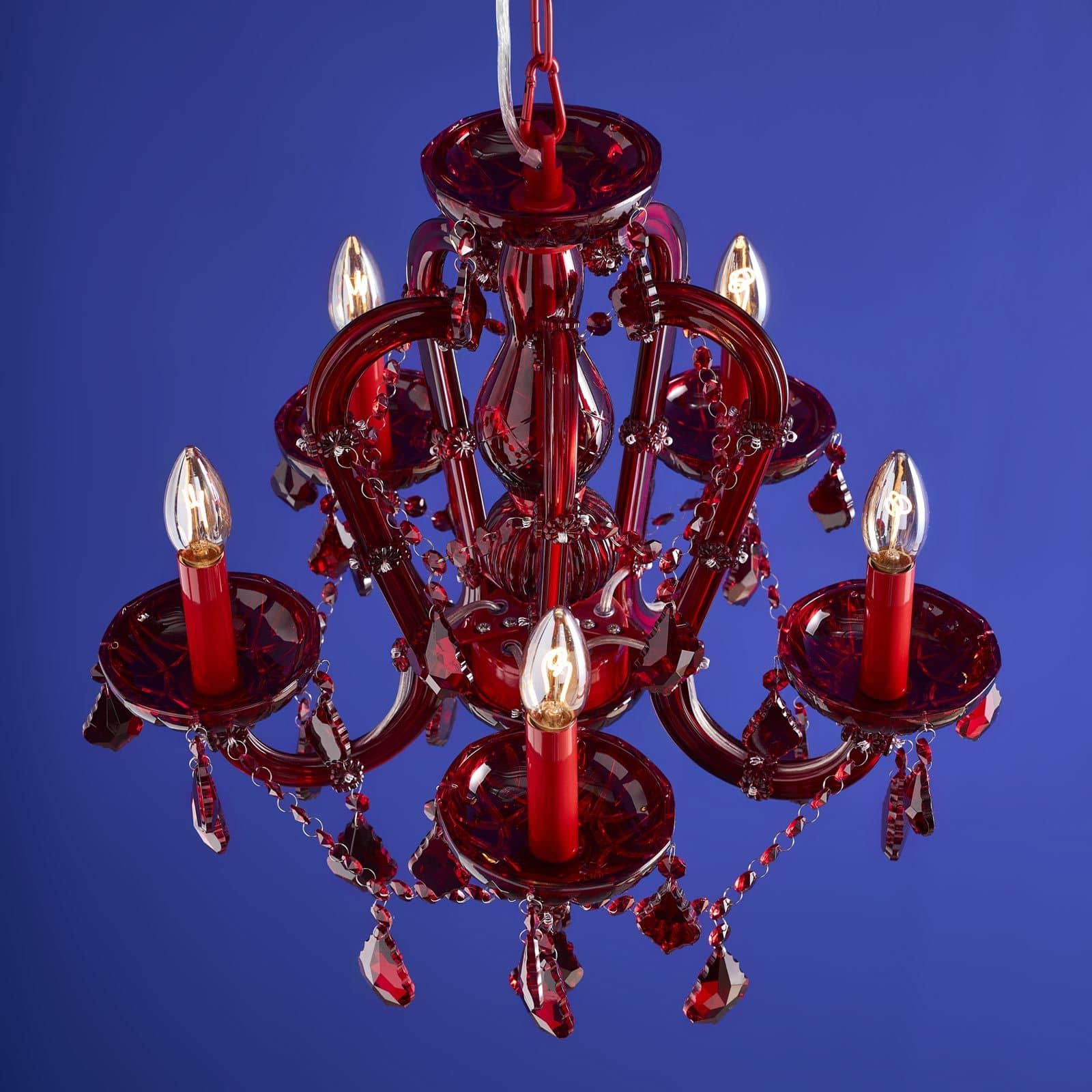 Glas-Kronleuchter Aurora, rot