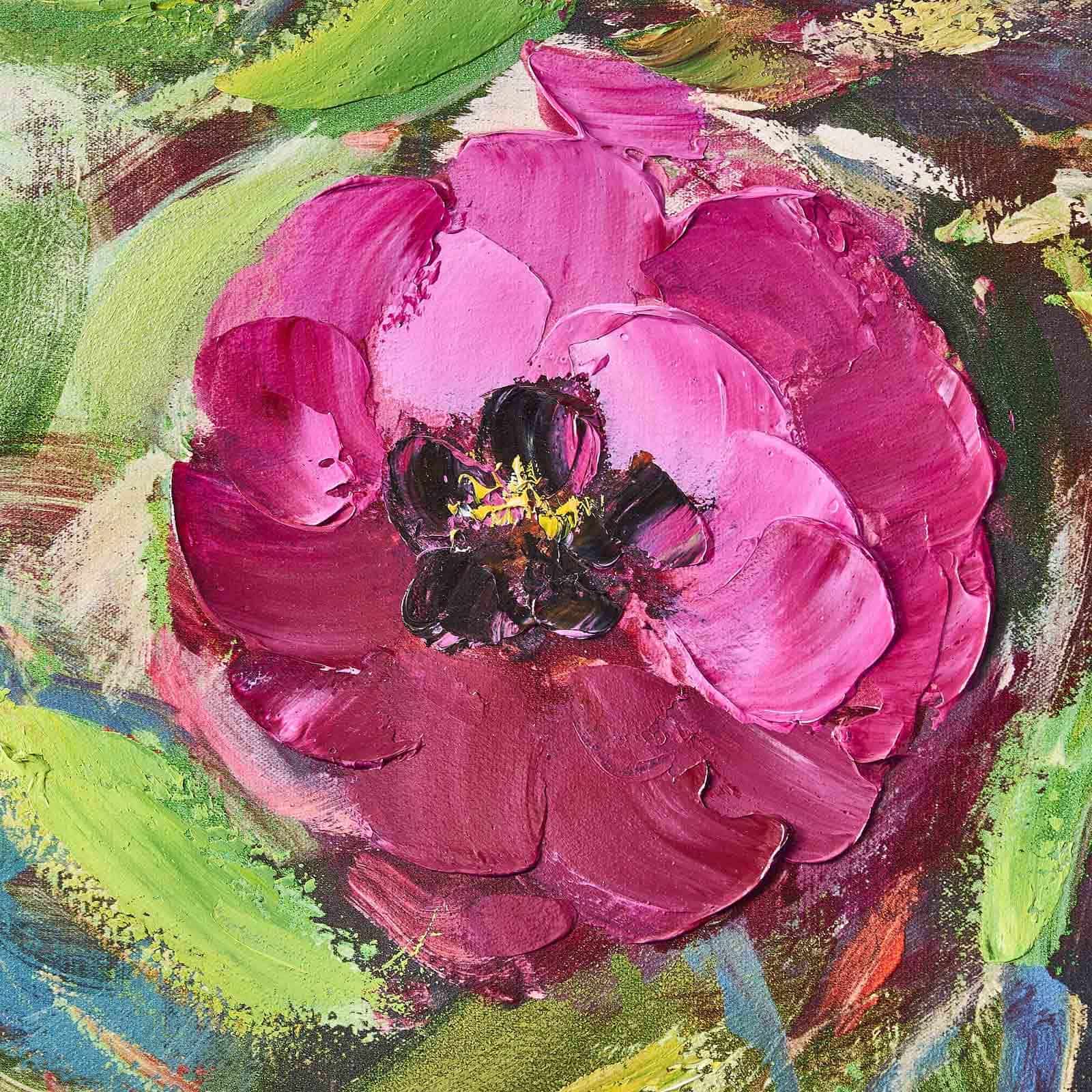 Gemälde Flower Power m. Blumenmotiv, handgemalt, mehrfarbig
