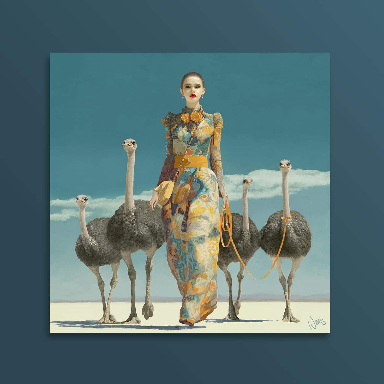 Gemälde The Ostrich Queen, handgemalt