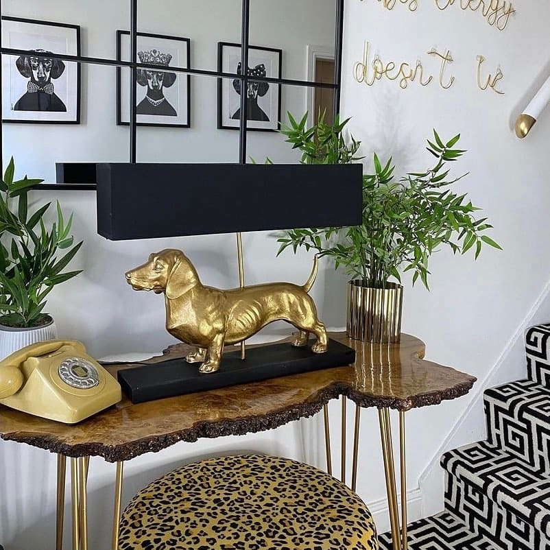 Table lamp Dachshund Vienna, gold/black