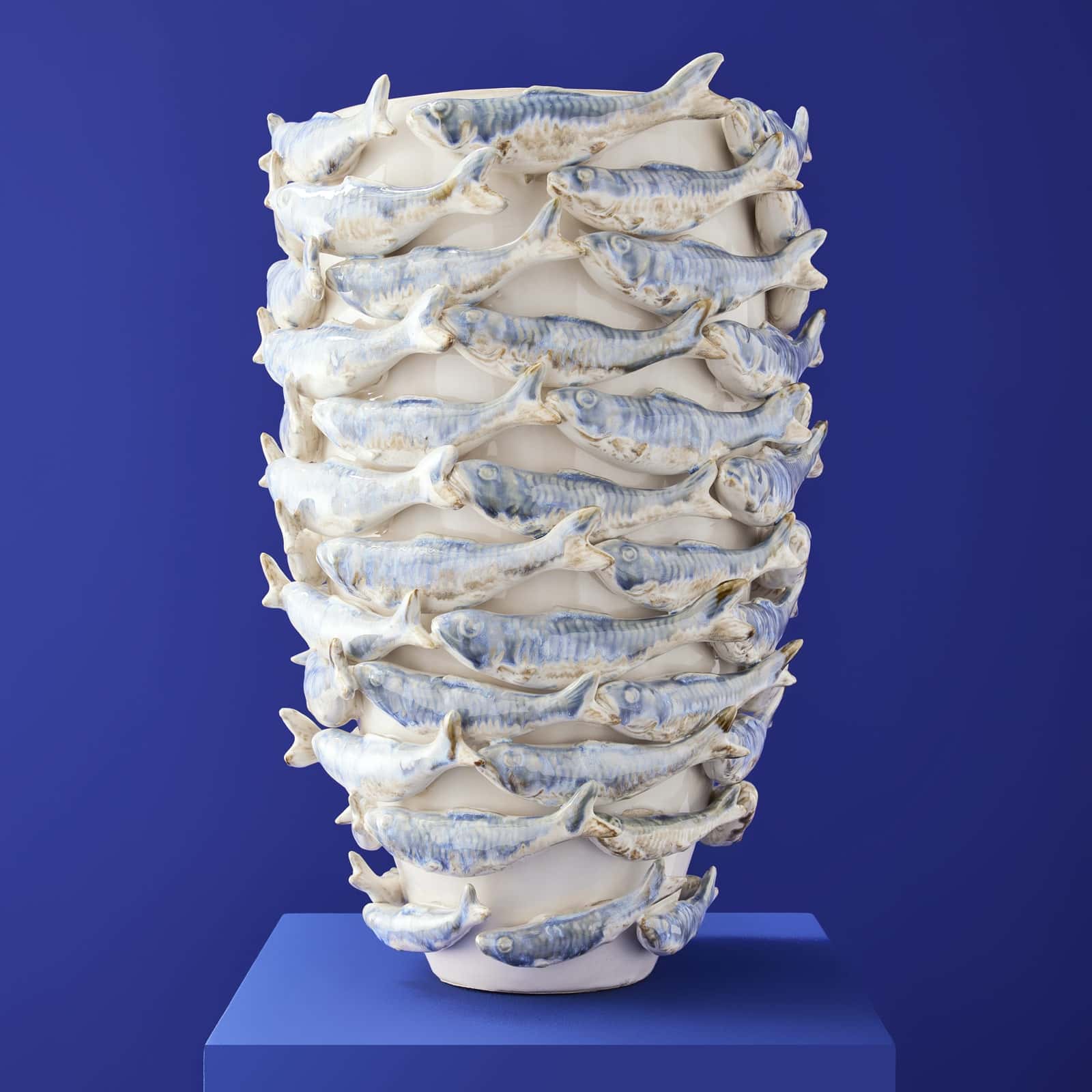 Visvaas, wit-blauw, L