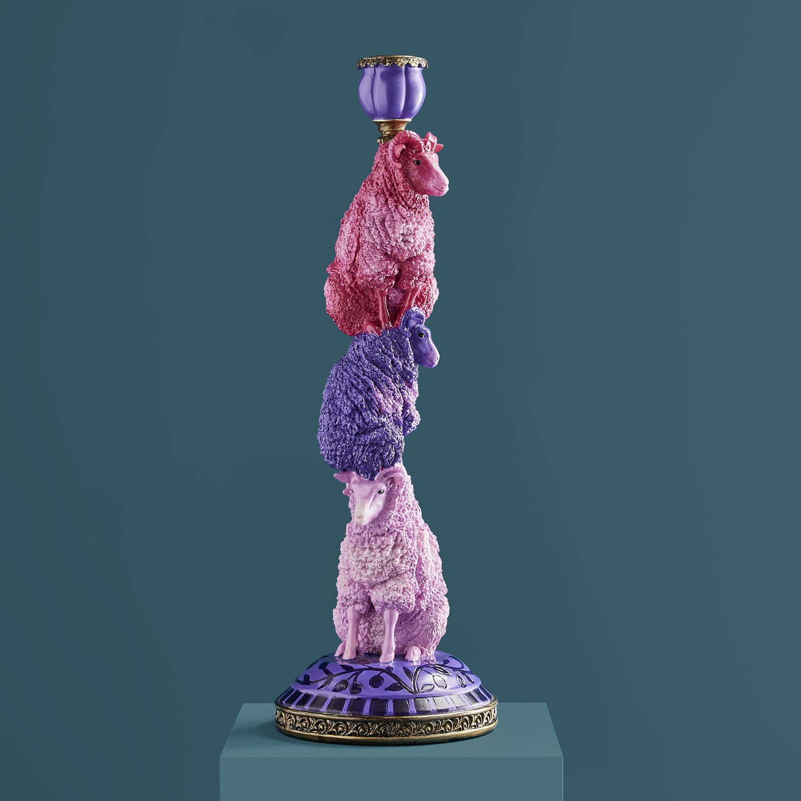 Bougeoir Colorful Sheep mouton, violet-magenta